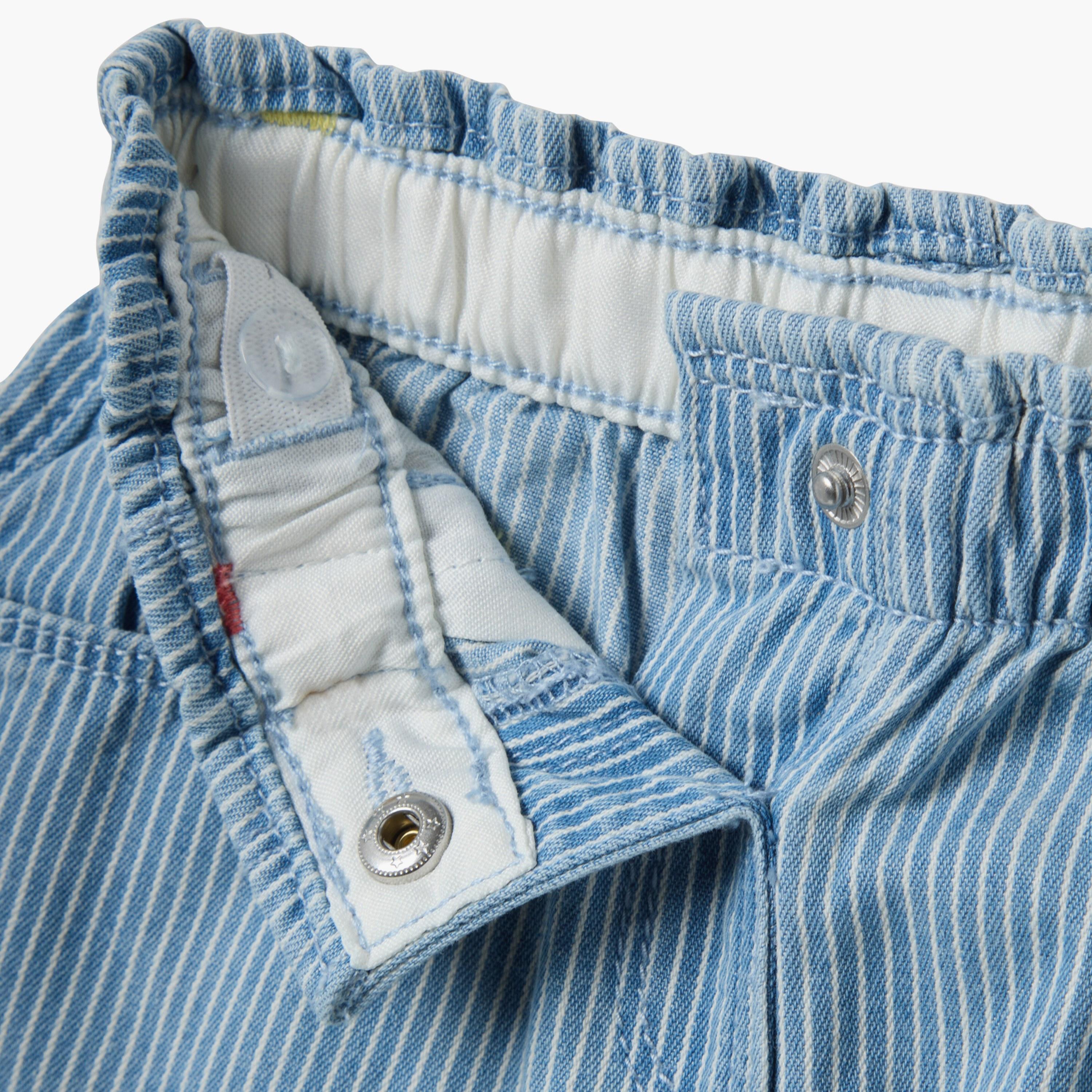 OVS Cotton Blend Striped Buttoned Shorts-baby-girls-clothing-bottoms-shorts-image-3