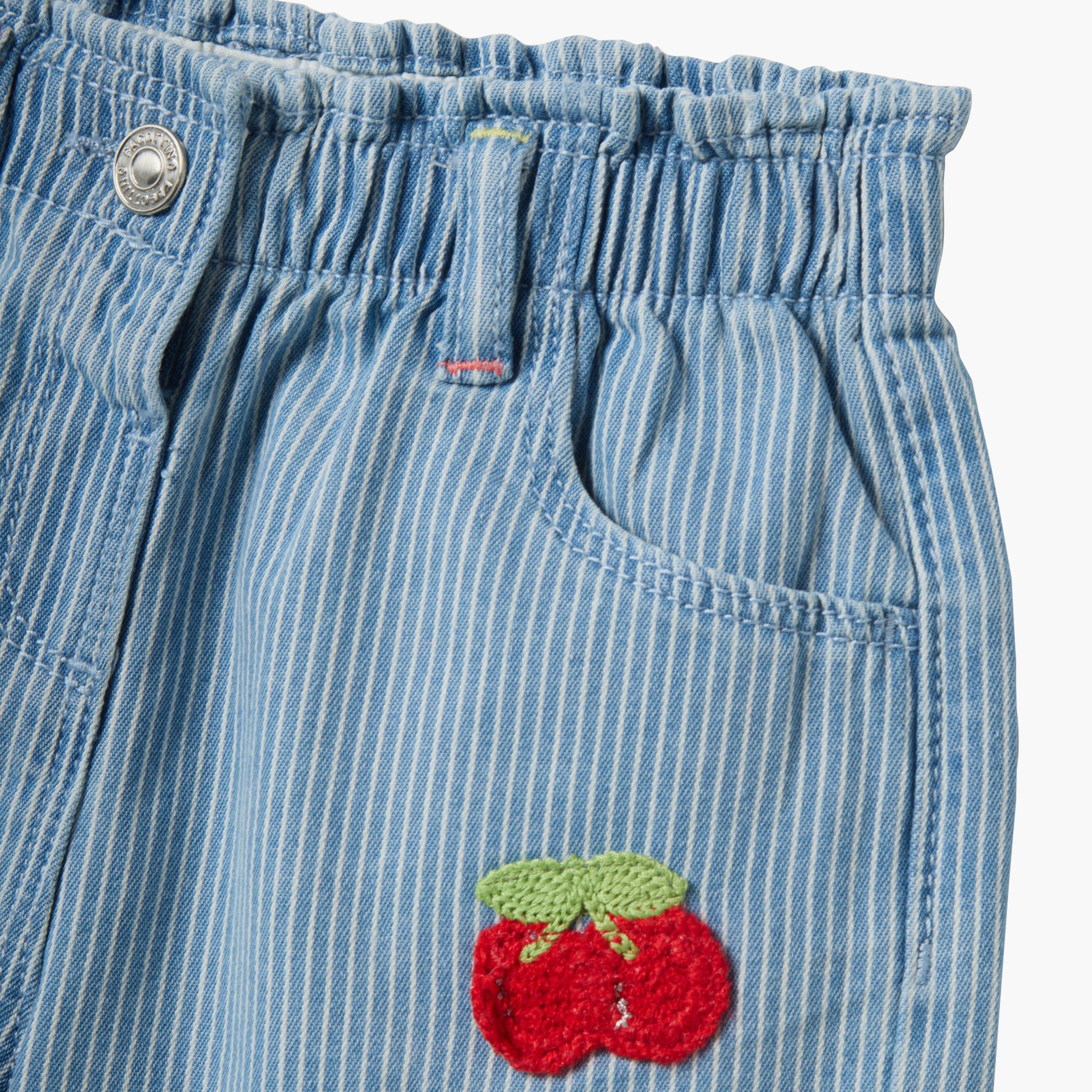OVS Cotton Blend Striped Buttoned Shorts-baby-girls-clothing-bottoms-shorts-image-4