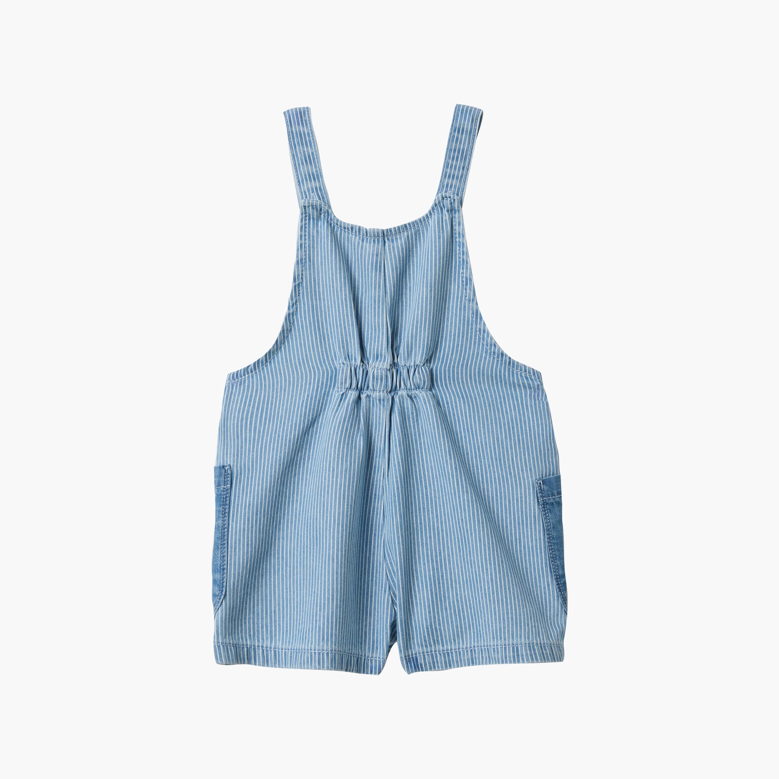 OVS Strapped Denim Dungaree with Front Embroidered Pockets-baby-girls-clothing-dressesandjumpsuits-image-2