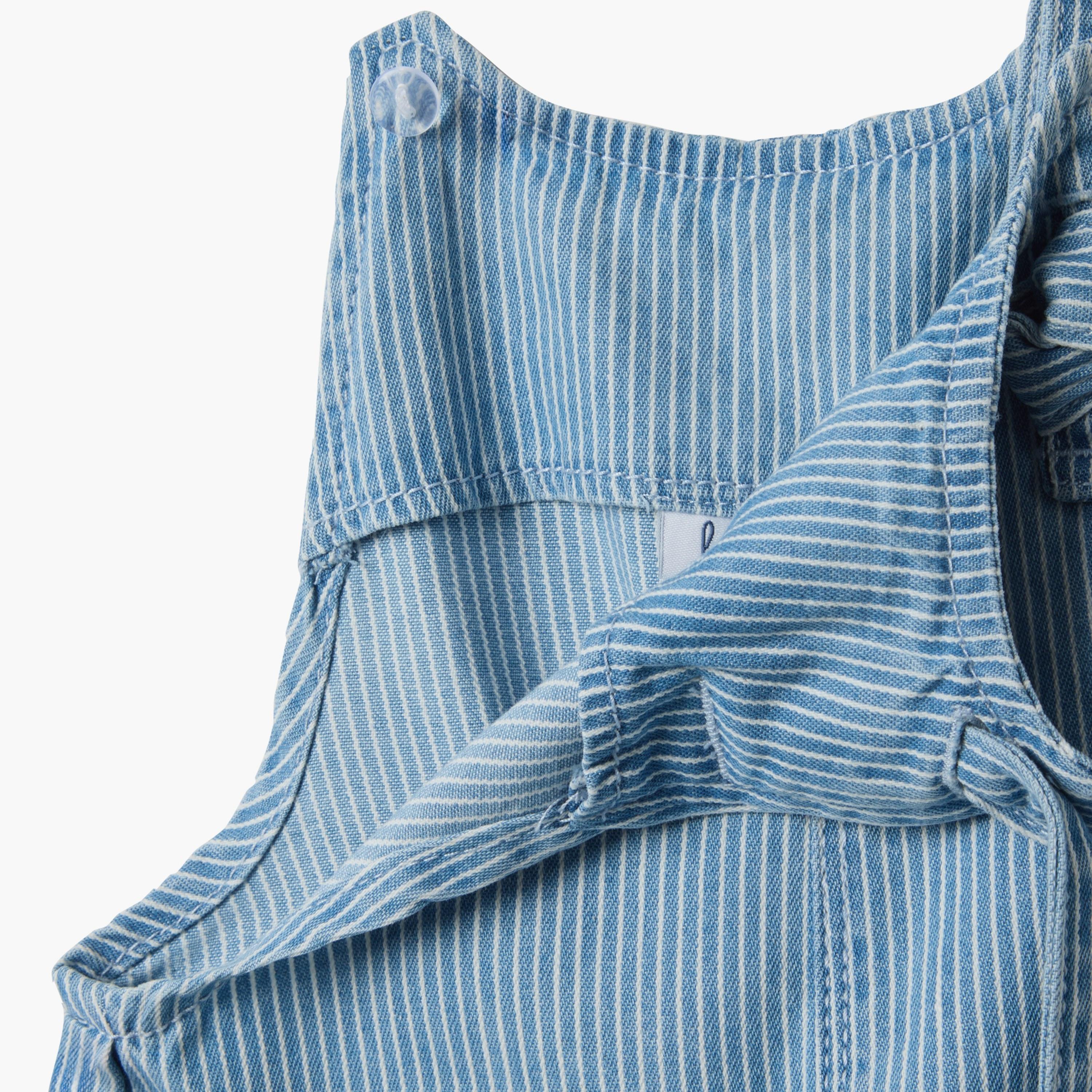 OVS Strapped Denim Dungaree with Front Embroidered Pockets-baby-girls-clothing-dressesandjumpsuits-image-4