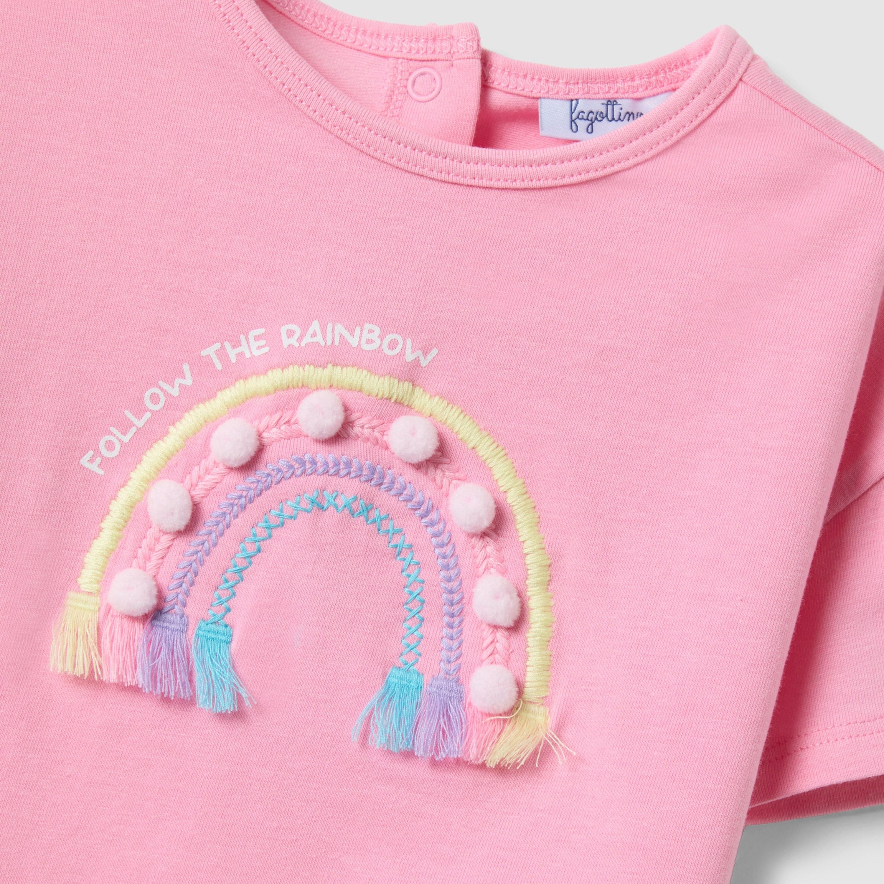 OVS Short Sleeves Rainbow Embroidered T-Shirt-girls-clothing-tshirts-image-4