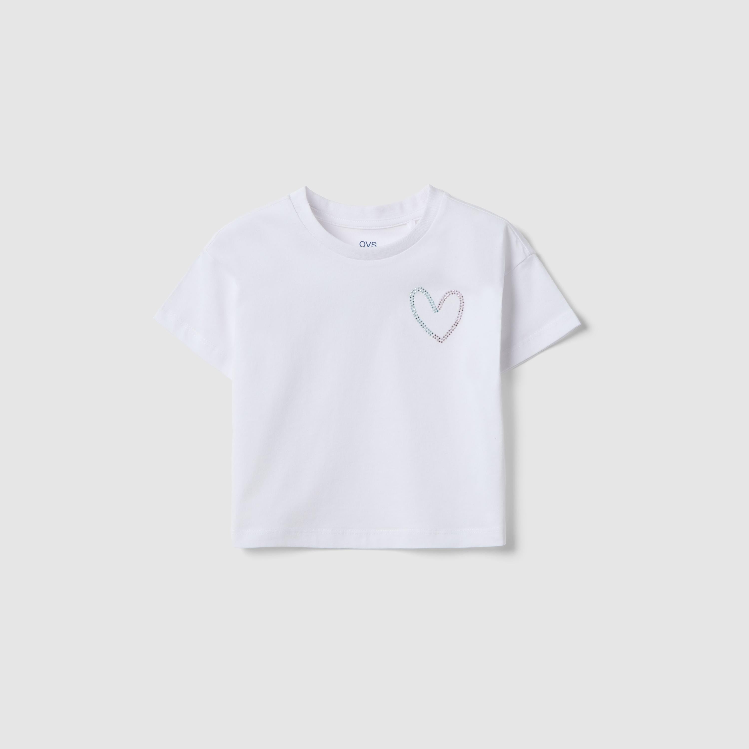 تيشيرت أكمام قصيرة مزين بقلب لامع "غليتري" من أو في إس-girls-clothing-tshirts-image-1