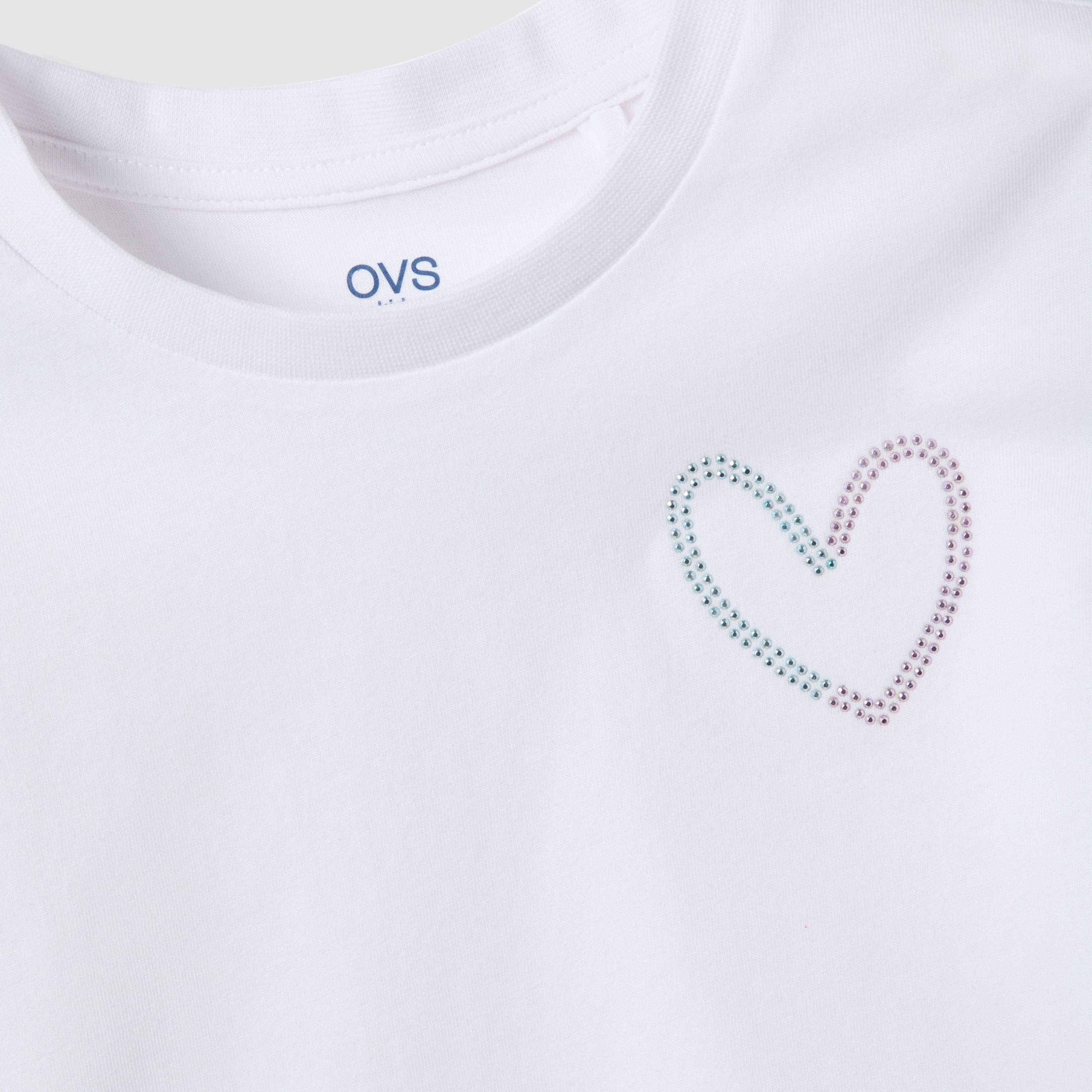تيشيرت أكمام قصيرة مزين بقلب لامع "غليتري" من أو في إس-girls-clothing-tshirts-image-3