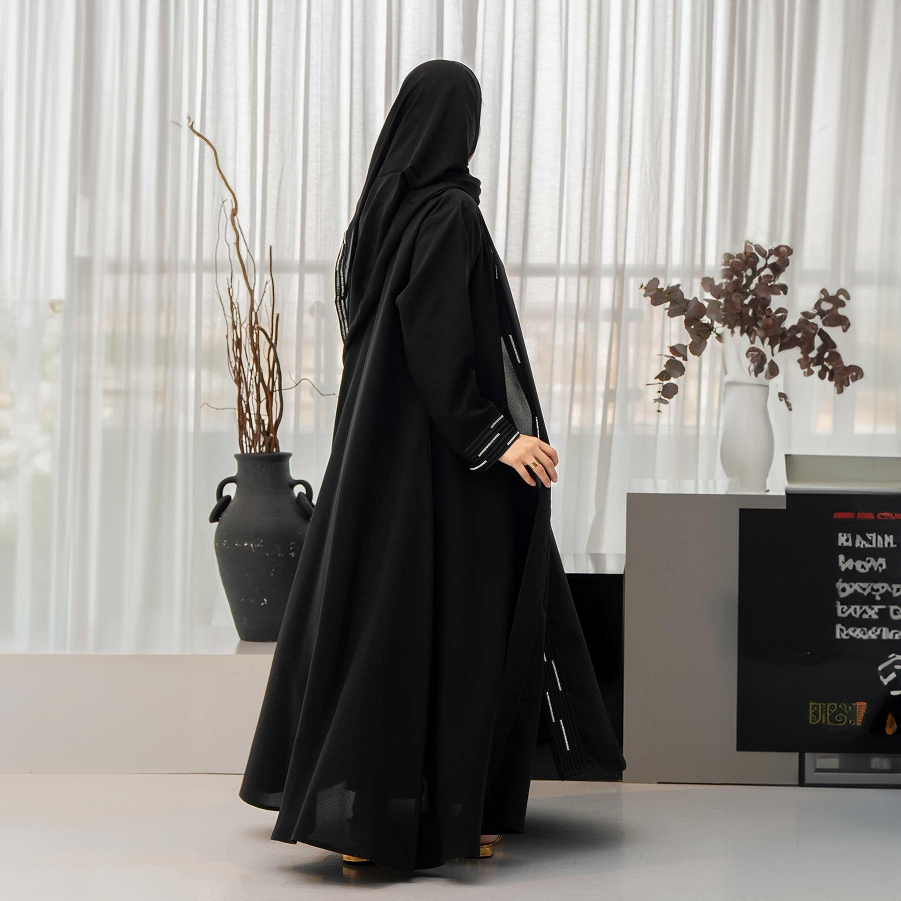 عباية نسائية سوداء مطرزة مع حجاب من زاهيه-women-arabicclothing-abayas-image-4