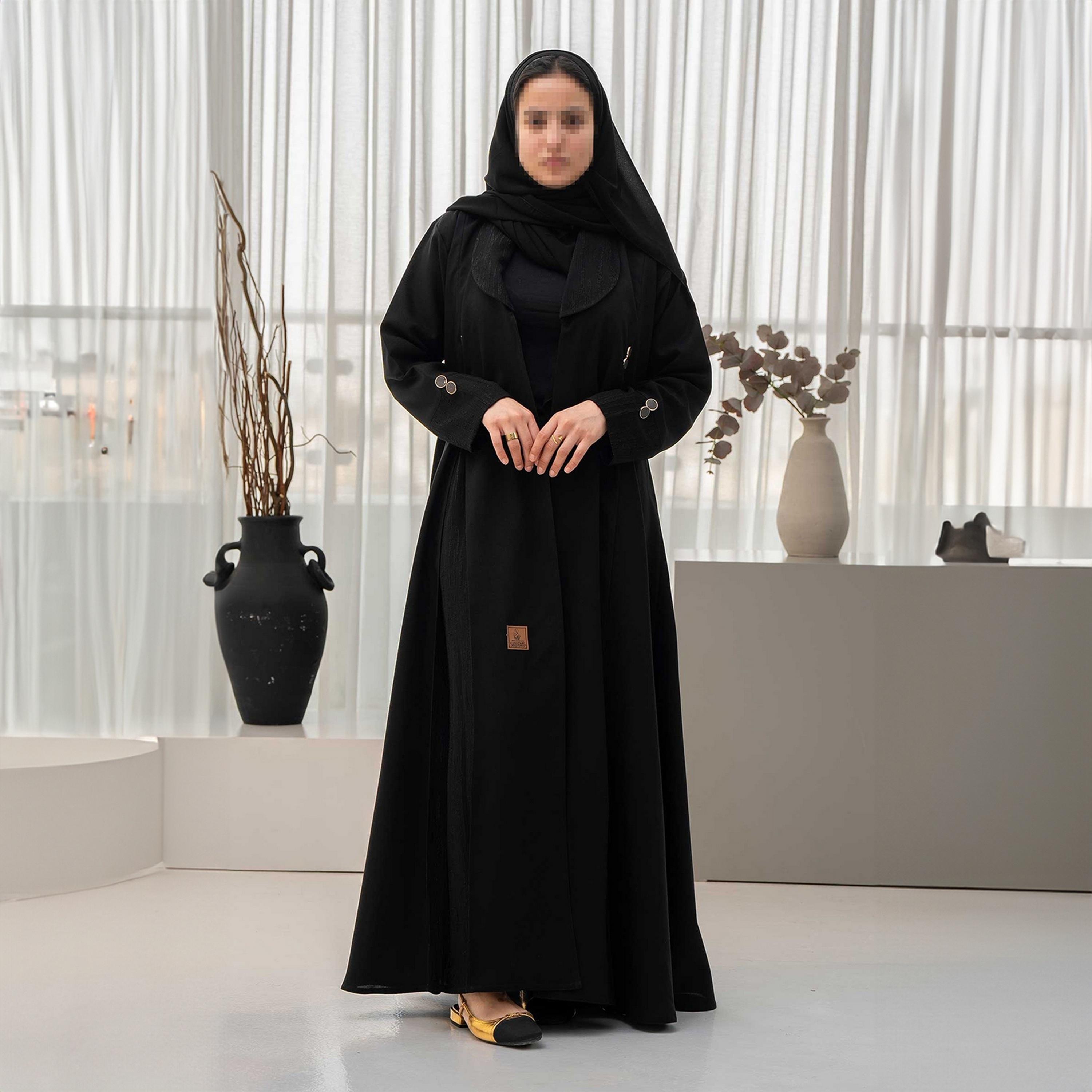 عباية نسائية سوداء الجاكار مع حجاب من زاهيه-women-arabicclothing-abayas-image-1