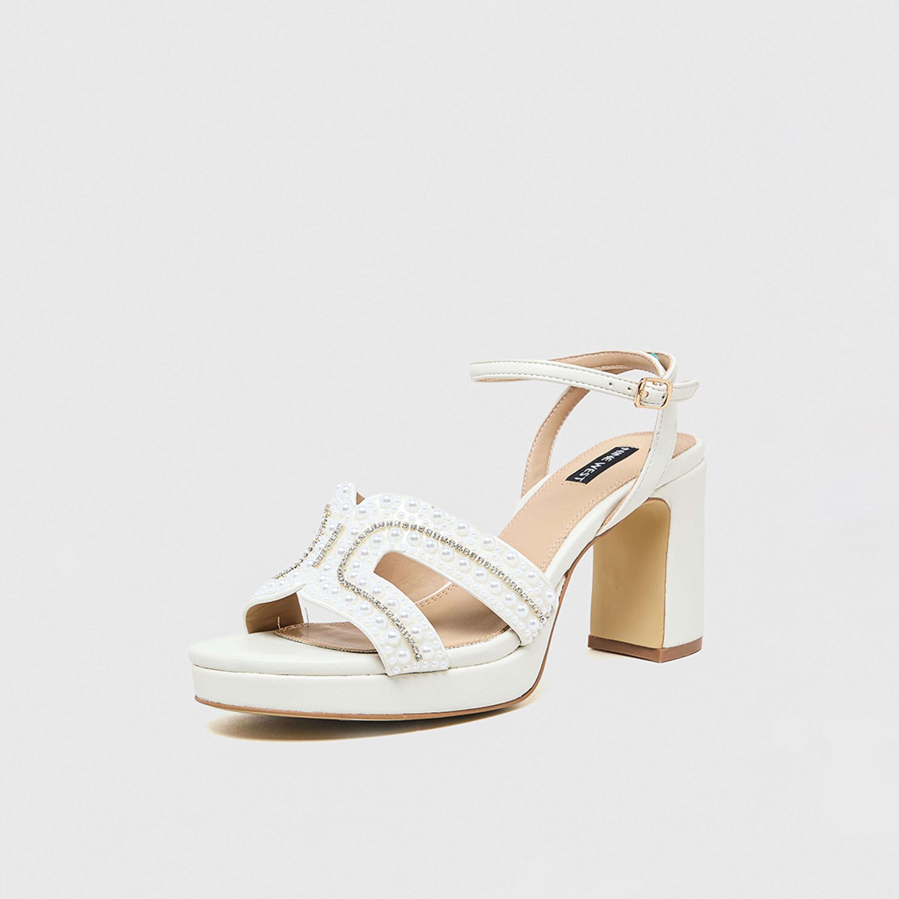 Nine West Women's Buckle Strap Block Heel Sandals | 259-10102-women-shoes-sandals-heeled-image-1