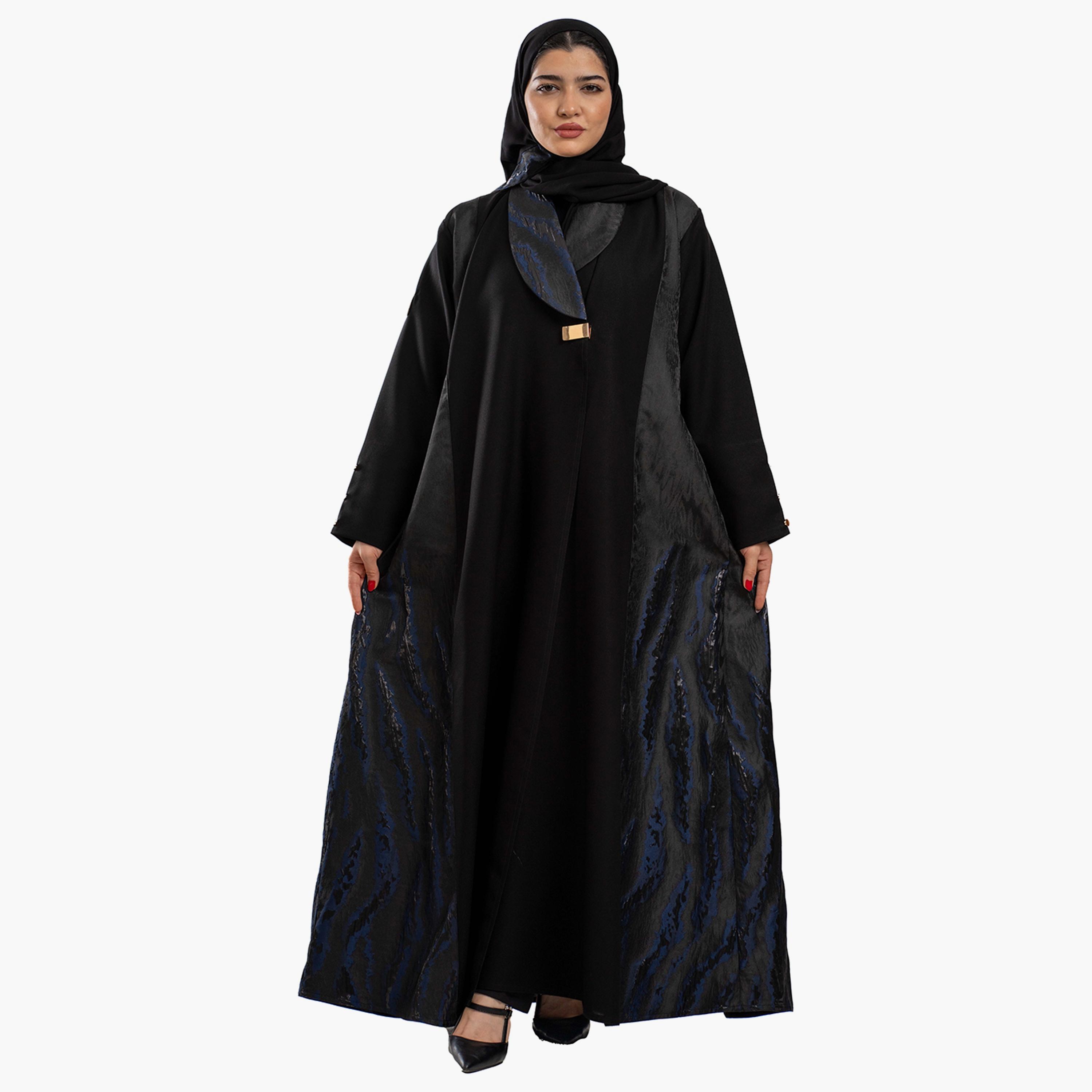 عباية نسائية سوداء الجاكار مع حجاب من زاهيه-women-arabicclothing-abayas-image-1