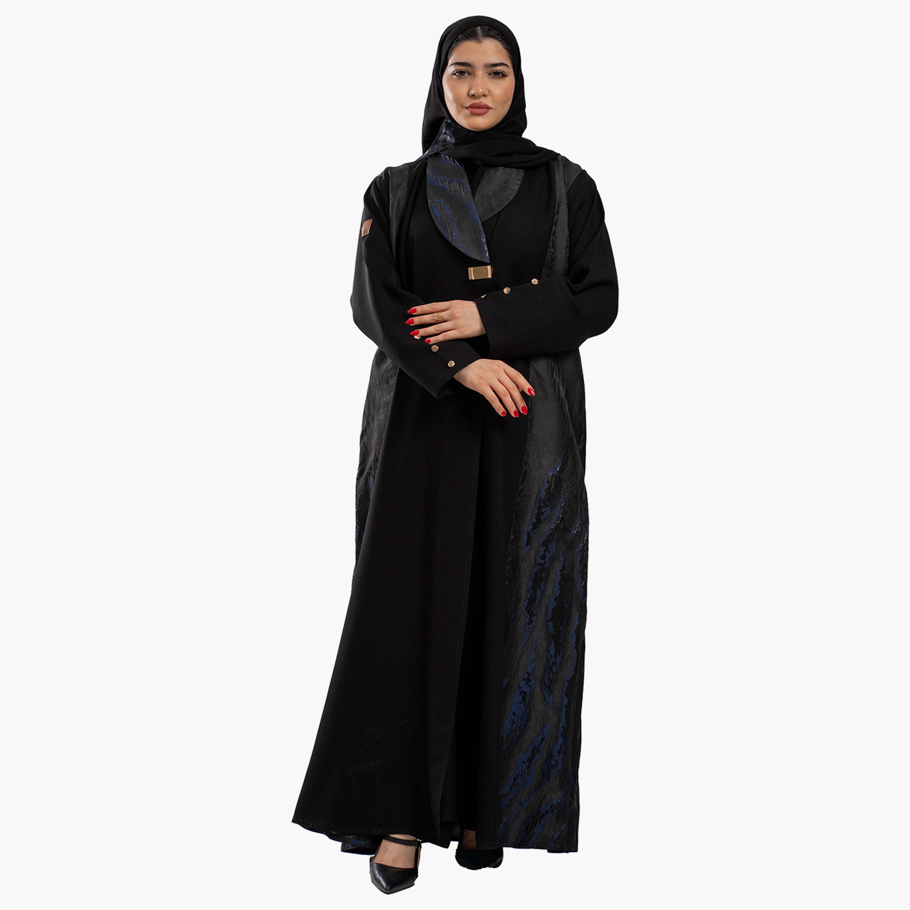 عباية نسائية سوداء الجاكار مع حجاب من زاهيه-women-arabicclothing-abayas-image-4