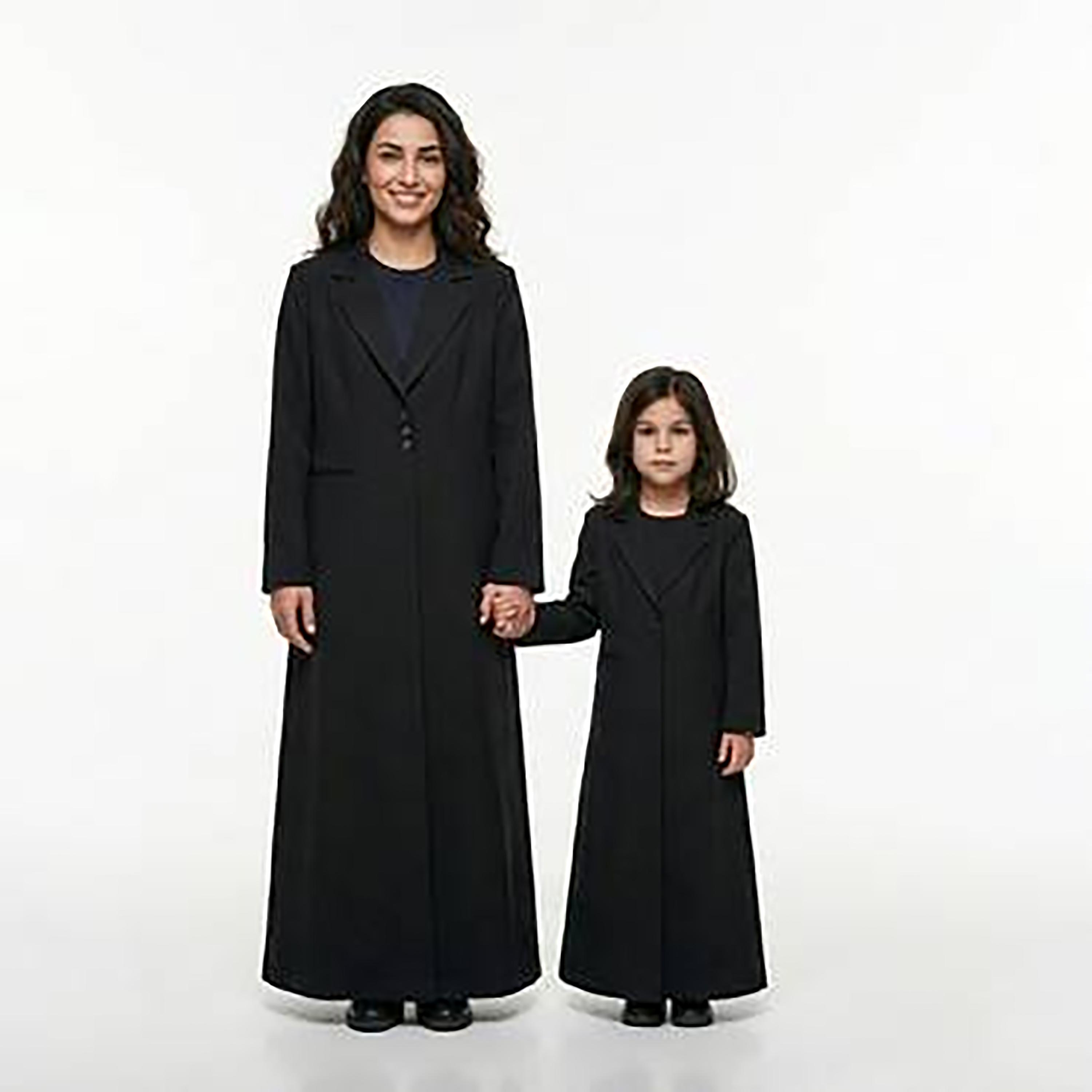 Hawraa Abaya Black Lapel Collar Linen Girls Formal Blazer Style Abaya-girls-arabicclothing-abayas-image-2