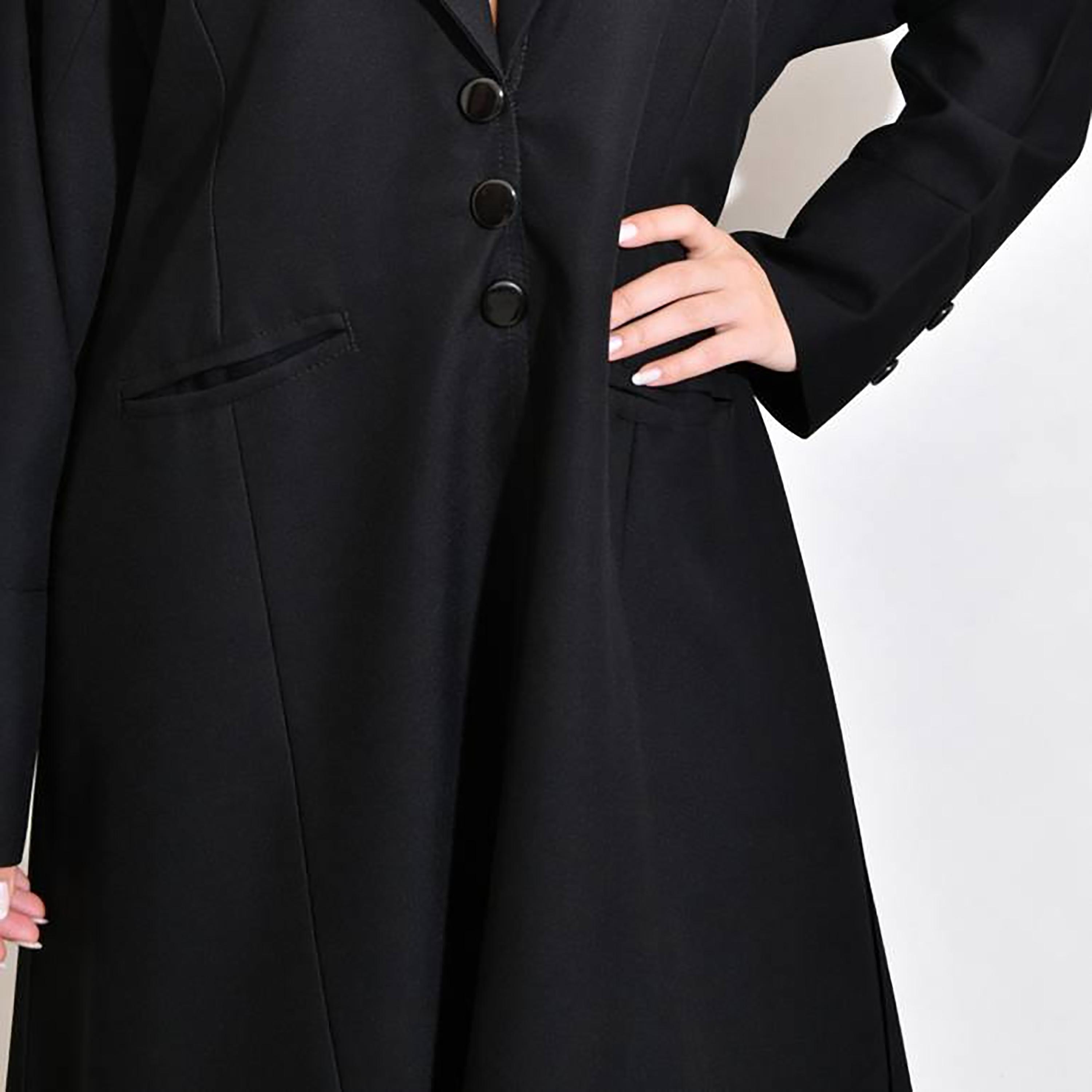 Hawraa Abaya Black Lapel Collar Linen Girls Formal Blazer Style Abaya-girls-arabicclothing-abayas-image-4