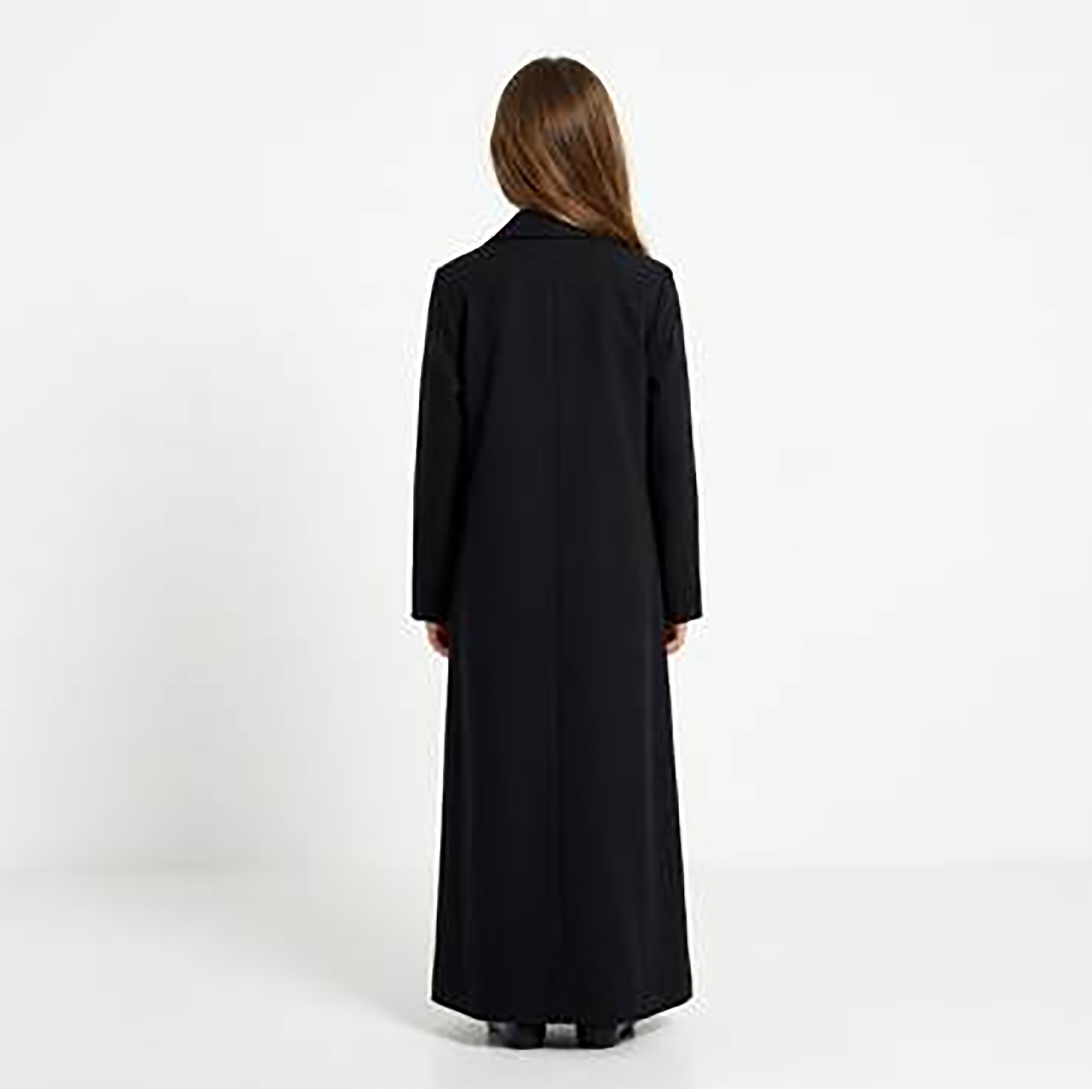 Hawraa Abaya Black Lapel Collar Linen Girls Formal Blazer Style Abaya-girls-arabicclothing-abayas-image-5