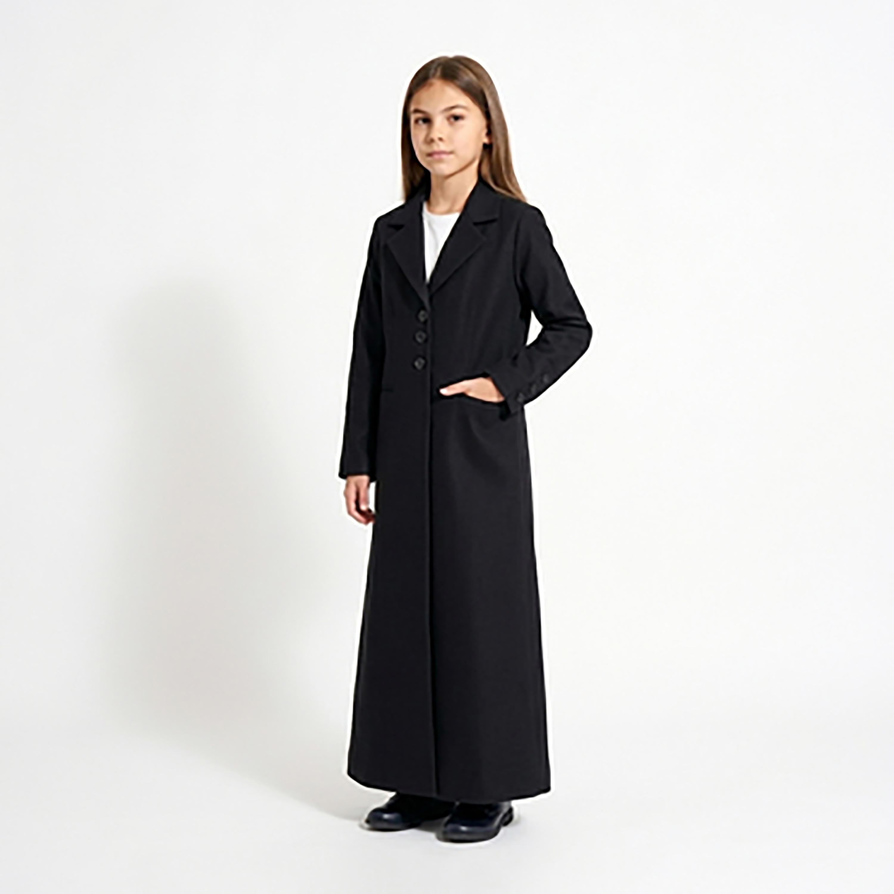 Hawraa Abaya Black Lapel Collar Linen Girls Formal Blazer Style Abaya-girls-arabicclothing-abayas-image-6