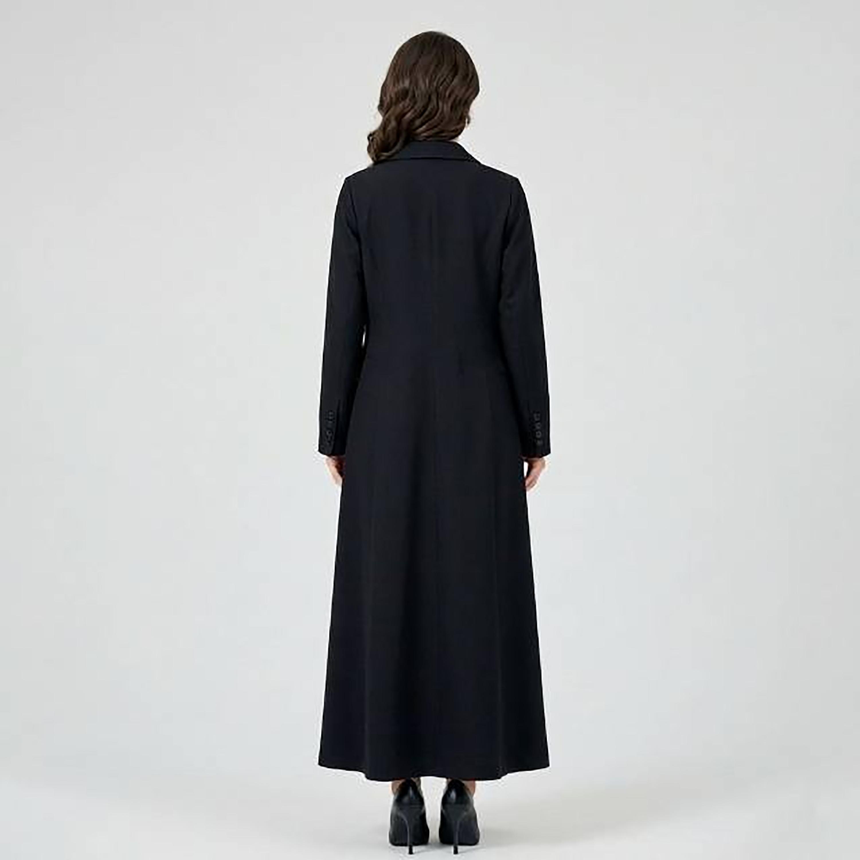 Hawraa Abaya Black Lapel Collar Linen Women's Formal Blazer Style Abaya-women-arabicclothing-abayas-image-5