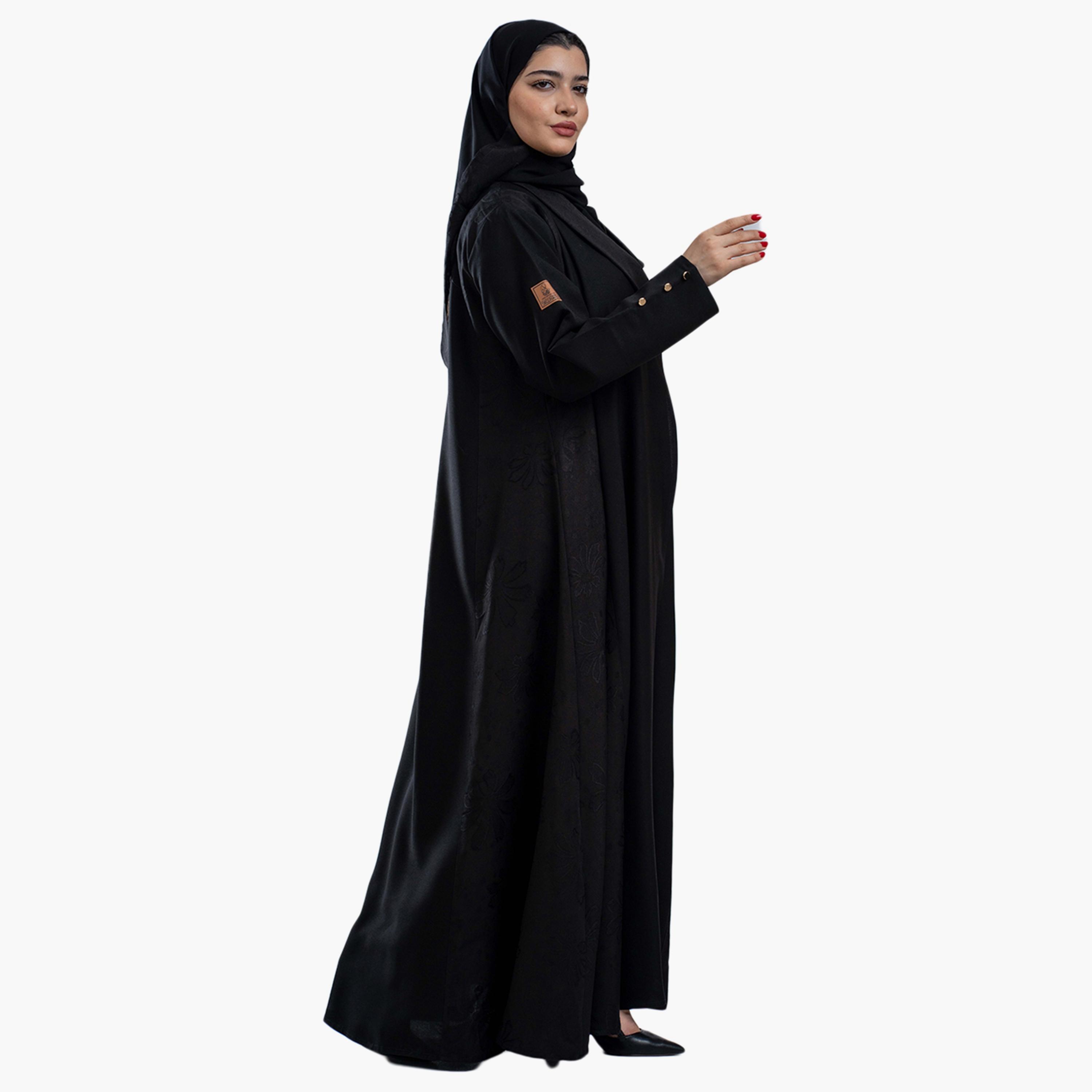 عباية نسائية سوداء الجاكار مع حجاب من زاهيه-women-arabicclothing-abayas-image-3