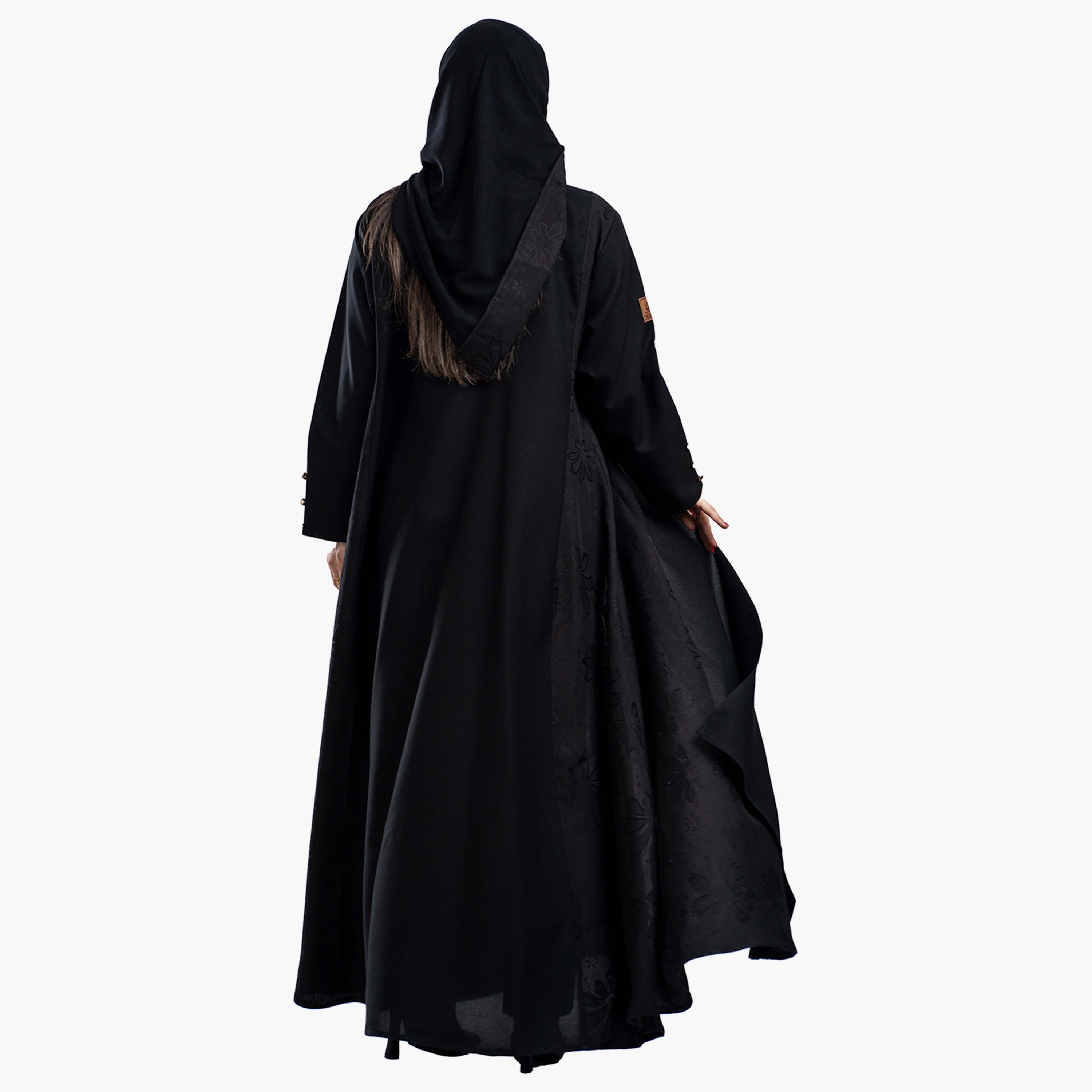 عباية نسائية سوداء الجاكار مع حجاب من زاهيه-women-arabicclothing-abayas-image-4