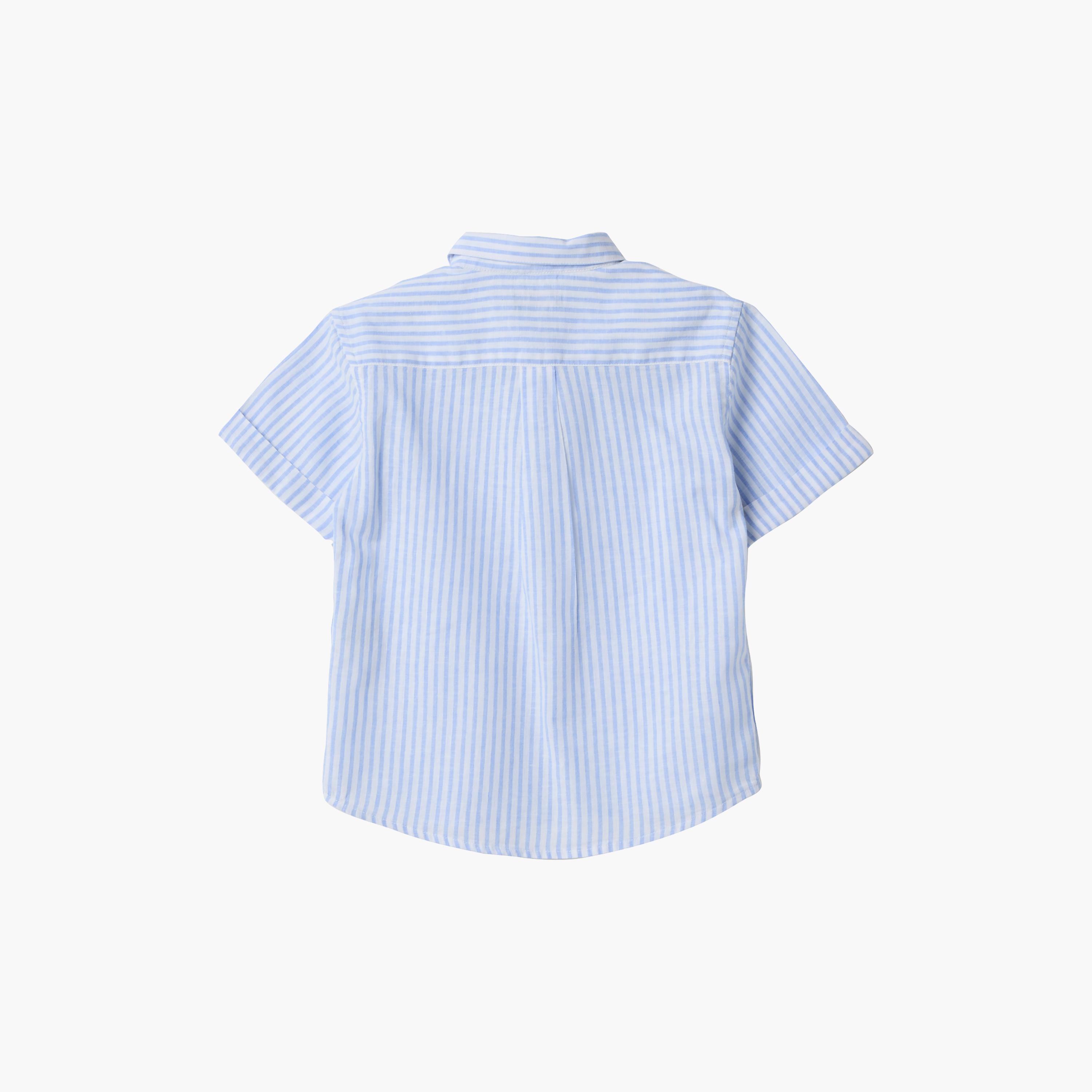 قميص مخطط رأسياً بأكمام قصيرة وقصة عادية (ريجيلار فيت) من أو في إس-boys-clothing-shirts-image-2