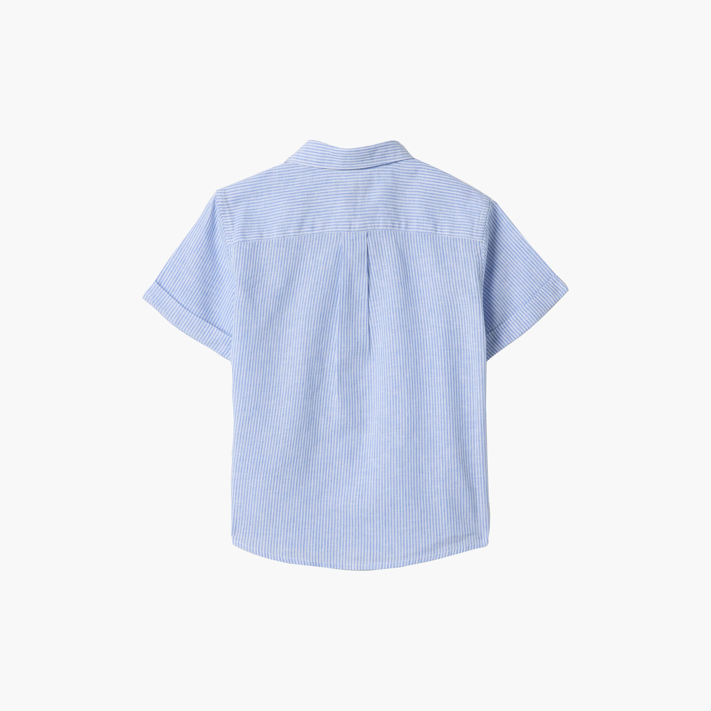 قميص مخطط رأسياً بأكمام قصيرة وقصة عادية (ريجيلار فيت) من أو في إس-boys-clothing-shirts-image-2