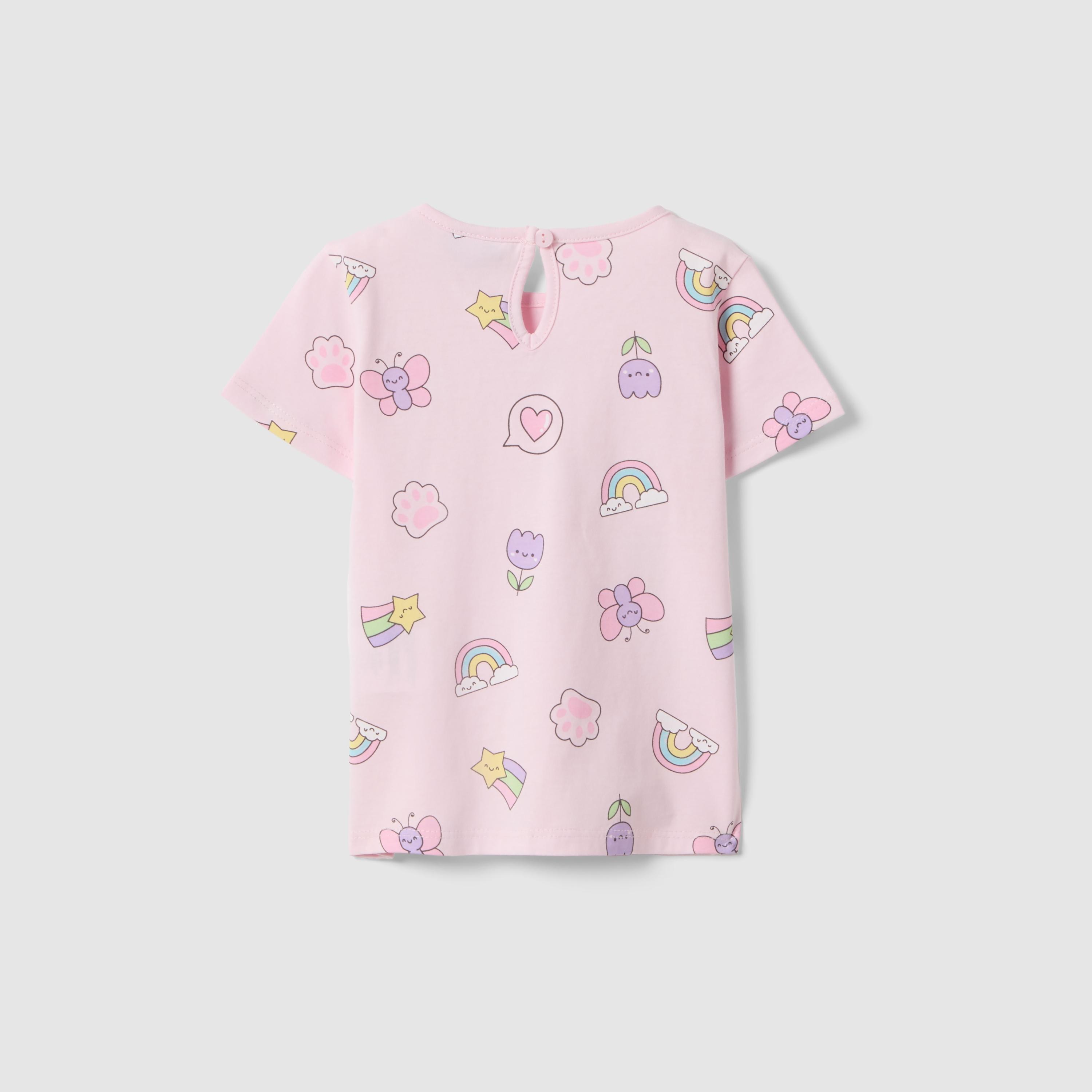 تيشيرت مطبوع أكمام قصيرة بتصميم ملصقات "ستيكرز" من أو في إس-girls-clothing-tshirts-image-2