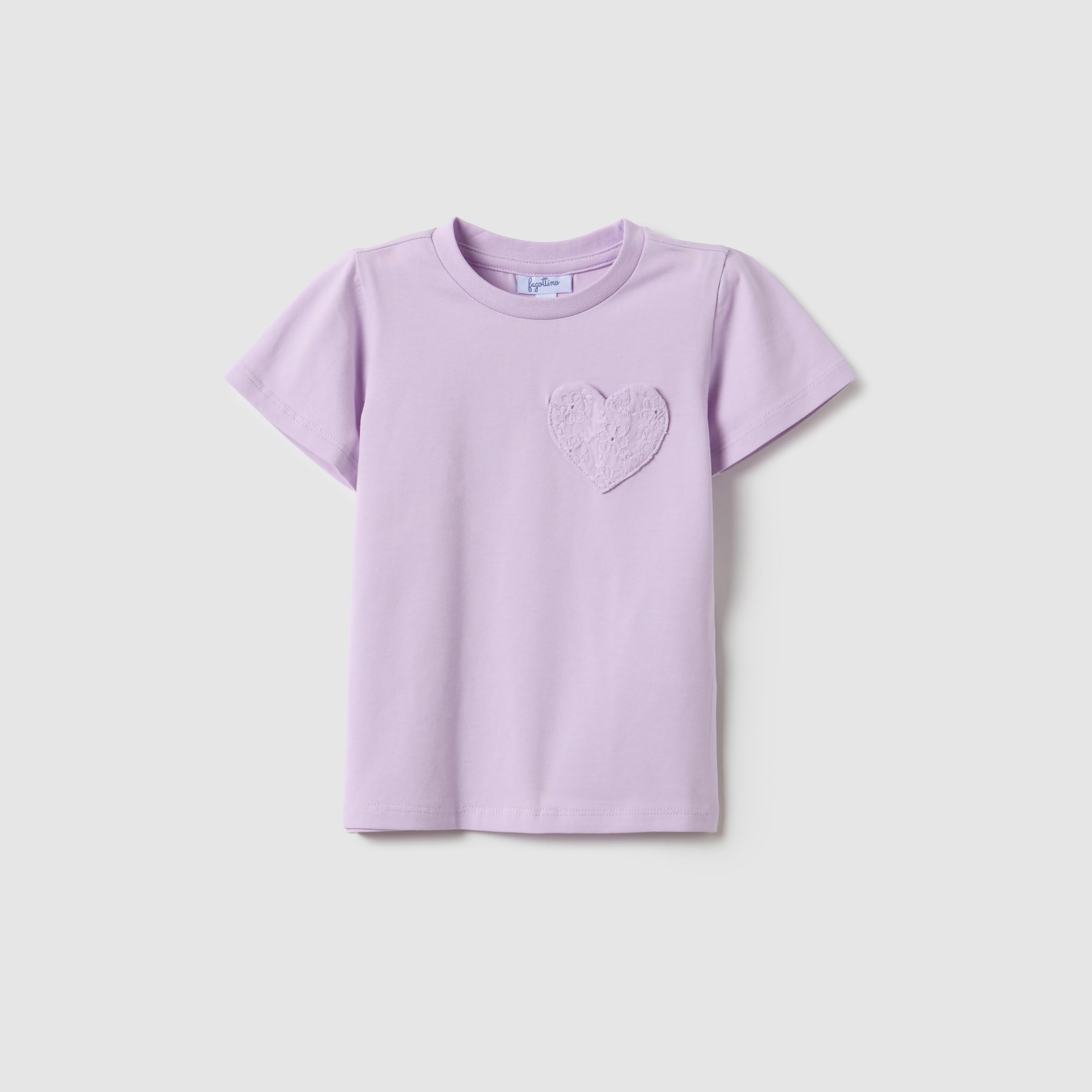 OVS Short Sleeves Heart Embroidered T-Shirt-girls-clothing-tshirts-image-1