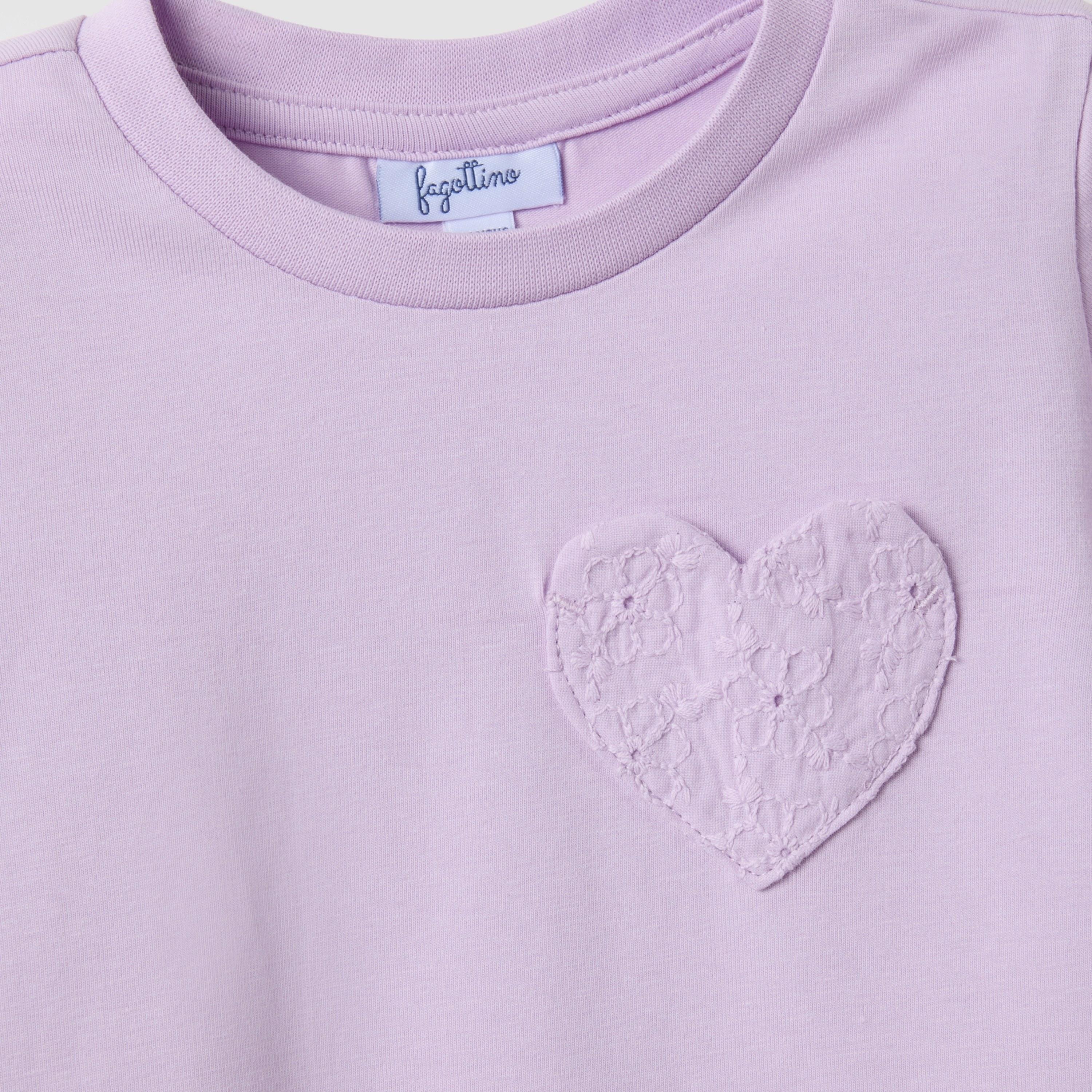 OVS Short Sleeves Heart Embroidered T-Shirt-girls-clothing-tshirts-image-3