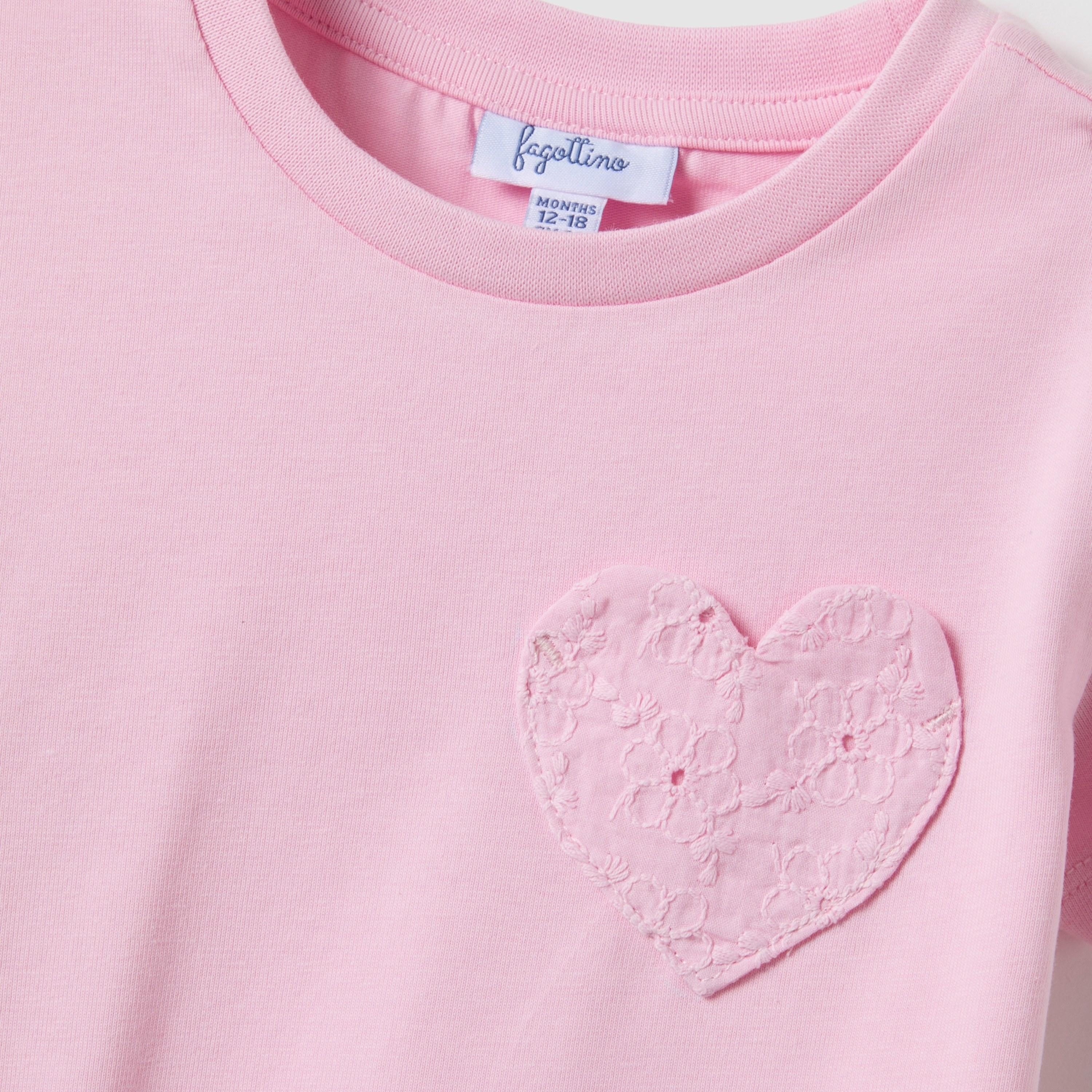 تيشيرت مطرز بقلب وأكمام قصيرة من أو في إس-girls-clothing-tshirts-image-3