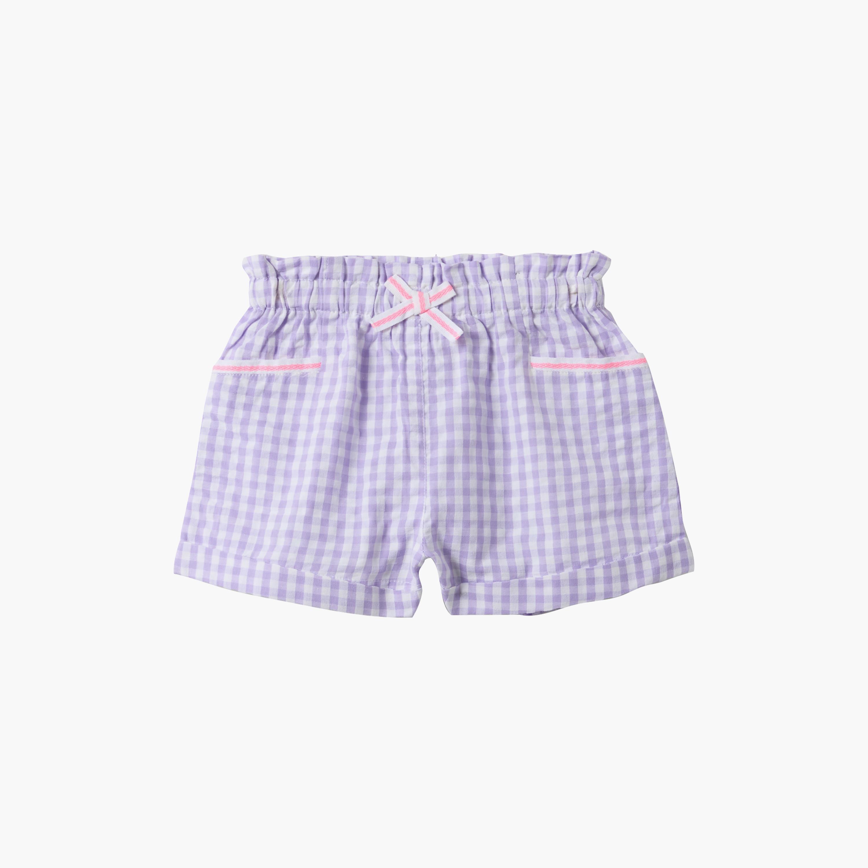 OVS Cotton Checked Elasticated Shorts-baby-girls-clothing-bottoms-shorts-image-1