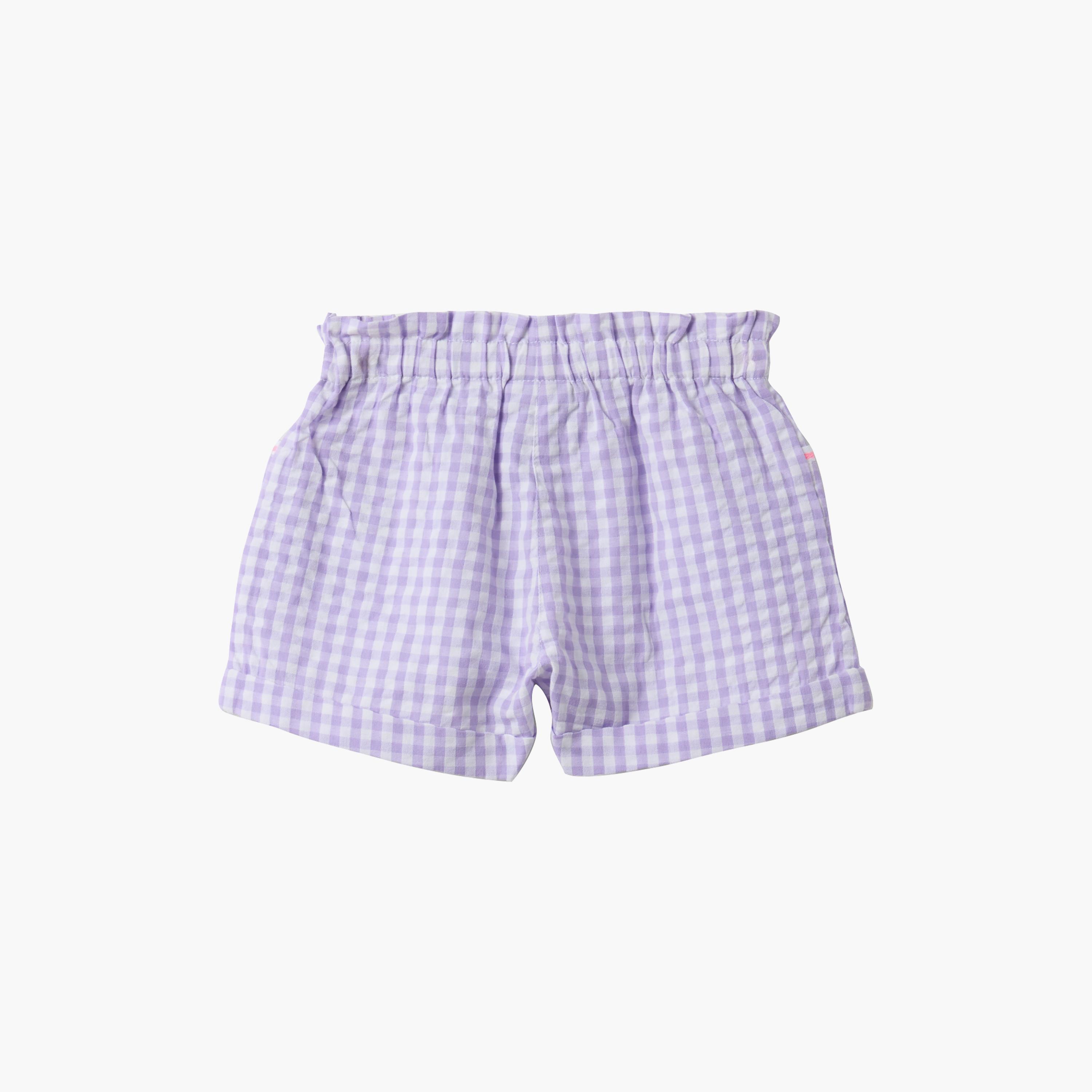 OVS Cotton Checked Elasticated Shorts-baby-girls-clothing-bottoms-shorts-image-2