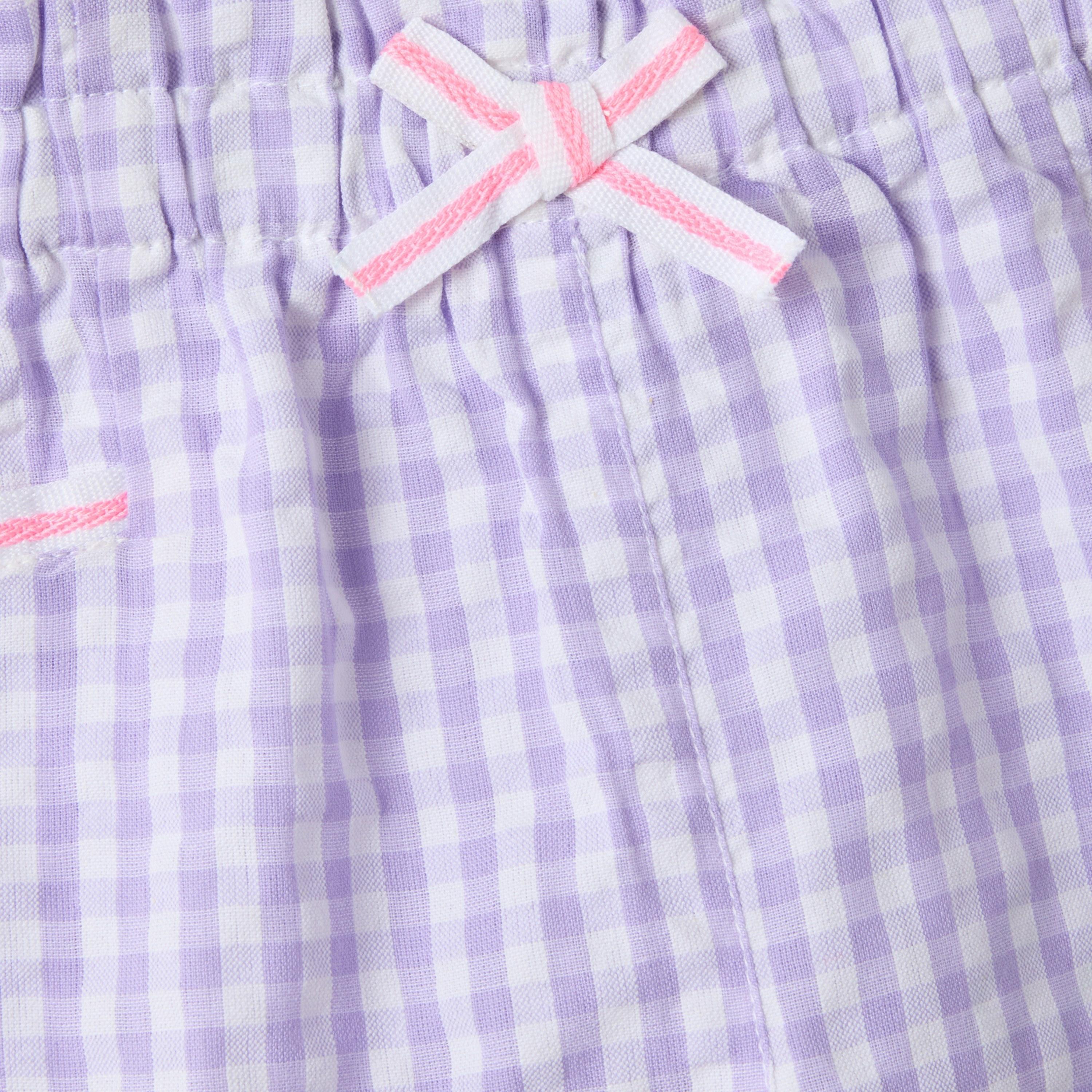 OVS Cotton Checked Elasticated Shorts-baby-girls-clothing-bottoms-shorts-image-3