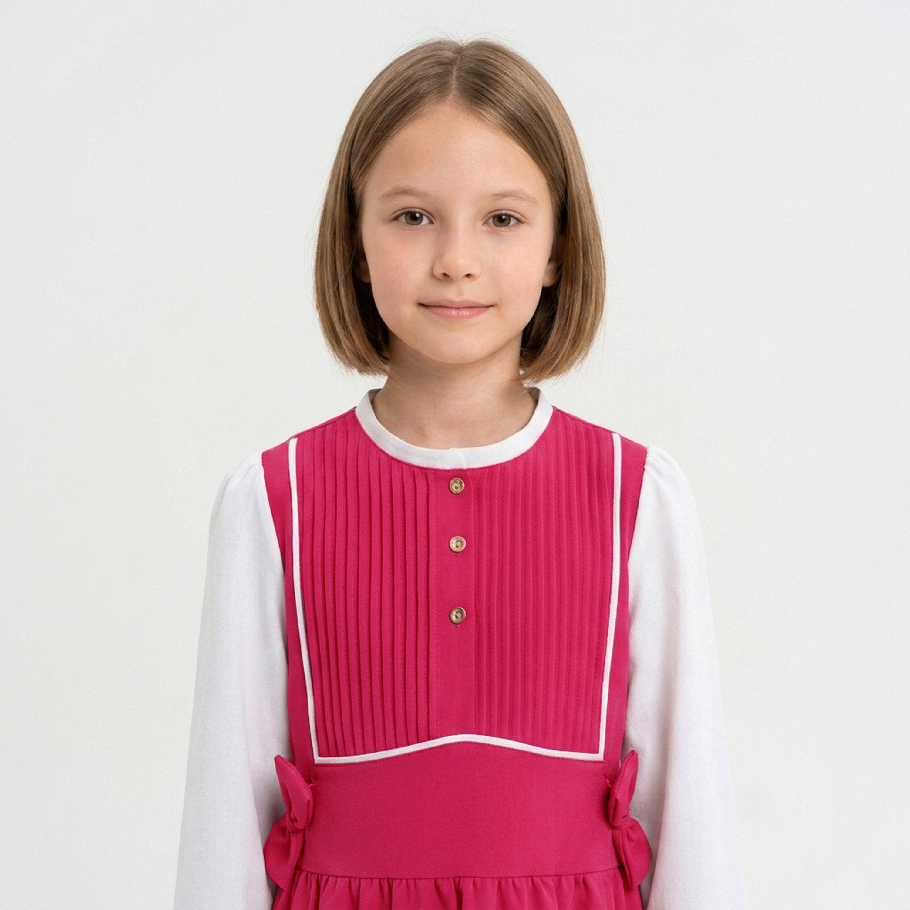 زي مدرسي رسمي كتان بقصة صدر مزمومة (بينتك) للبنات من حوراء-girls-clothing-dressesandjumpsuits-image-2