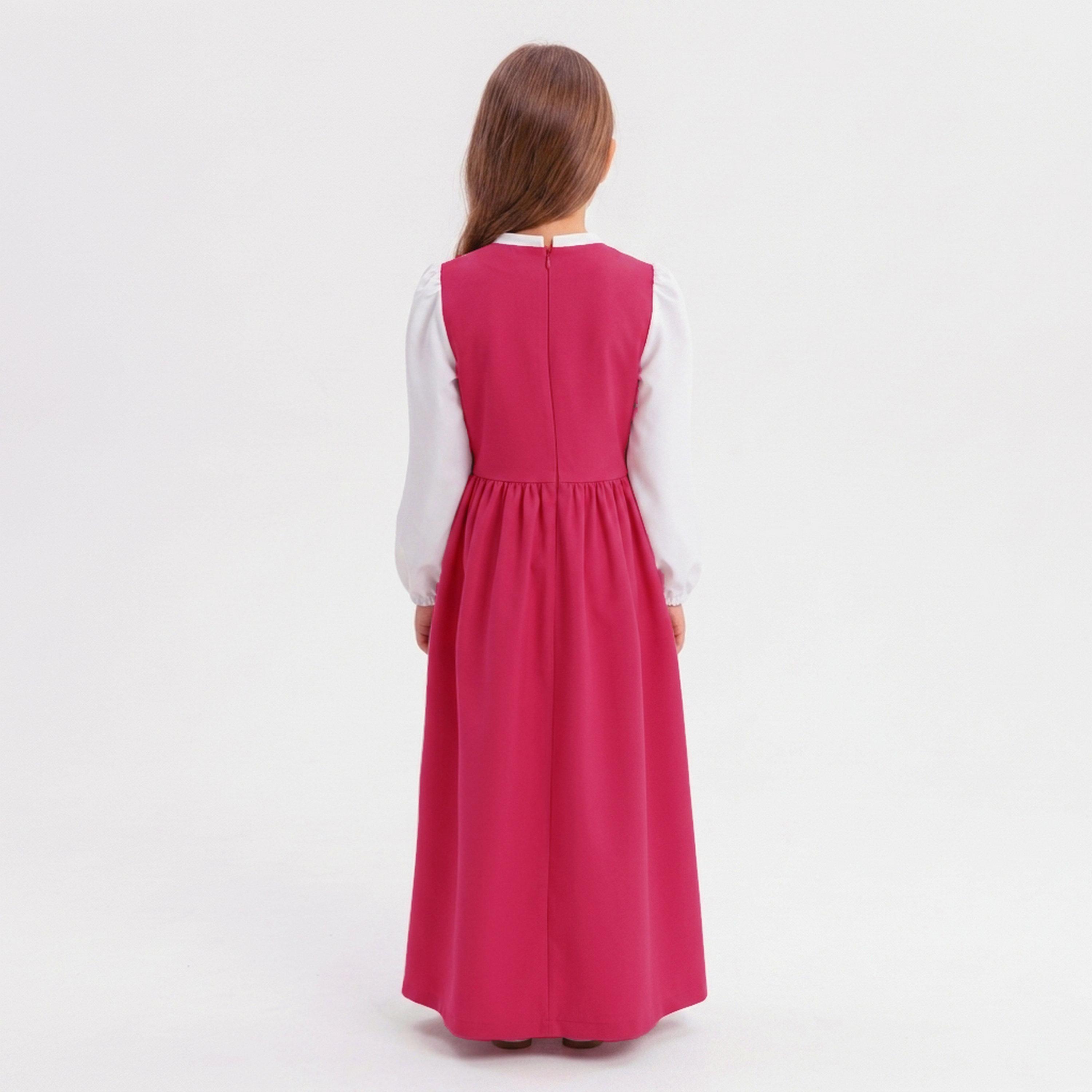 زي مدرسي رسمي كتان بقصة صدر مزمومة (بينتك) للبنات من حوراء-girls-clothing-dressesandjumpsuits-image-3