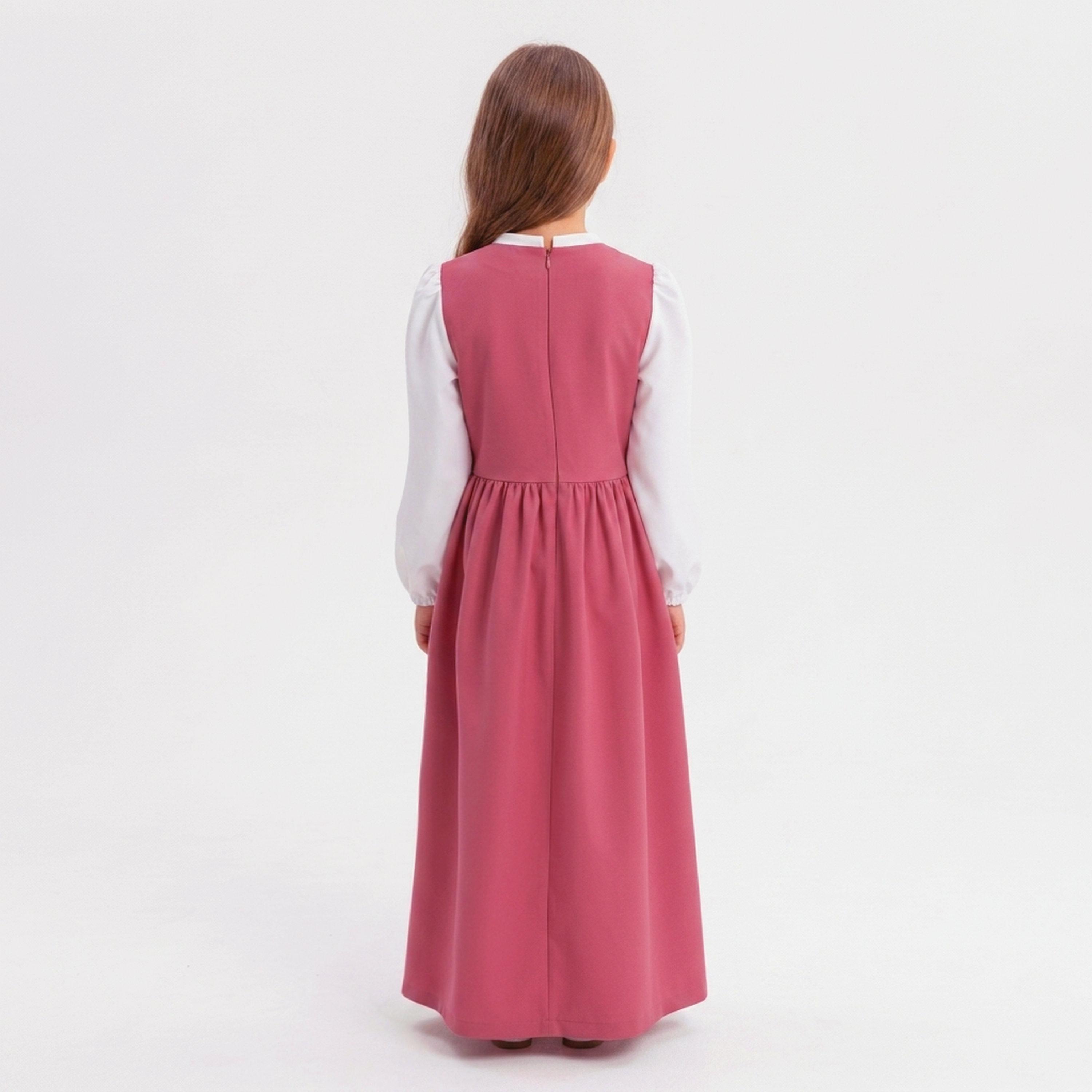 زي مدرسي رسمي كتان بقصة صدر مزمومة (بينتك) للبنات من حوراء-girls-clothing-dressesandjumpsuits-image-3