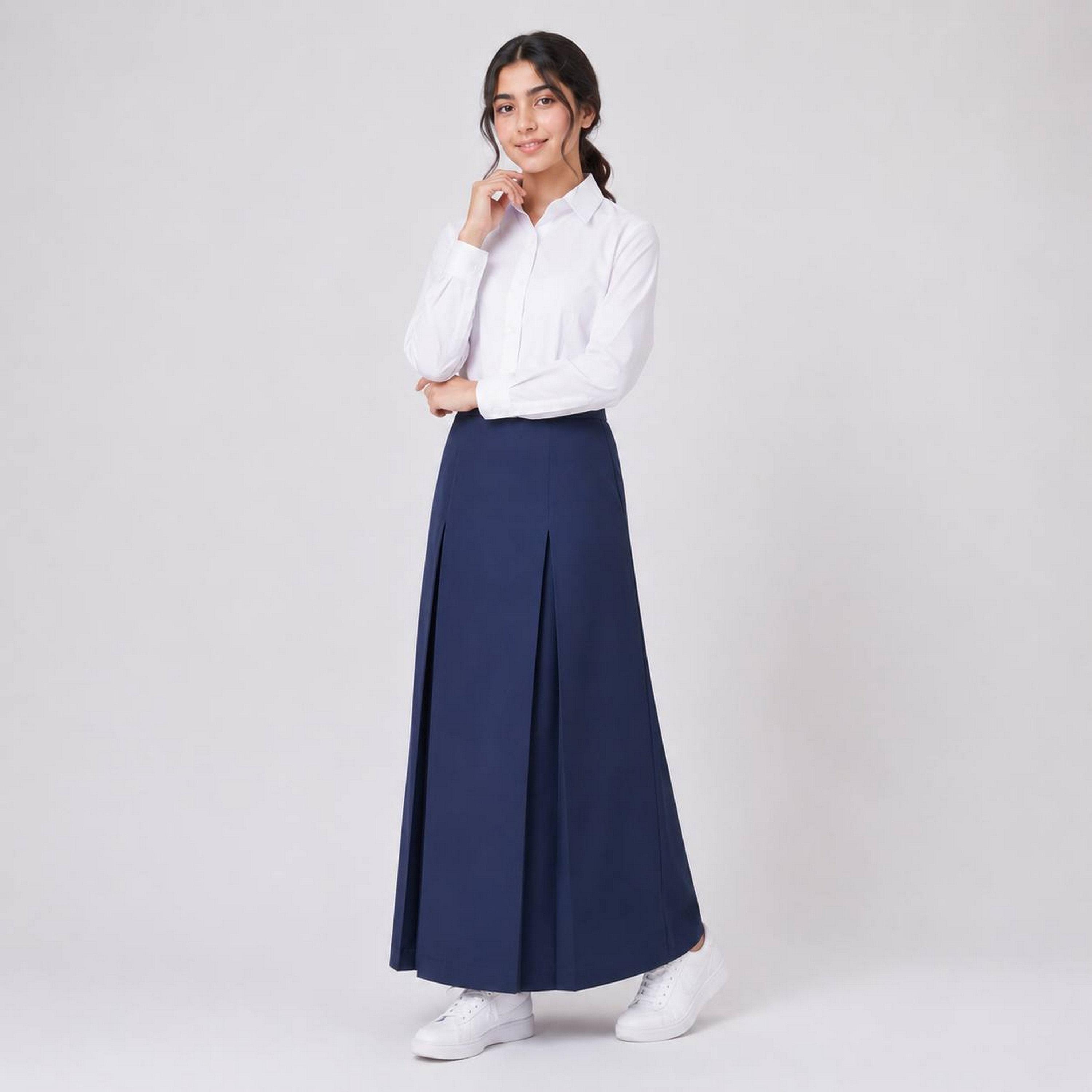 تنورة ماكسي مدرسية رسمية كتان مكسرة للبنات من حوراء-girls-clothing-schoolwear-bottoms-skirt-image-4