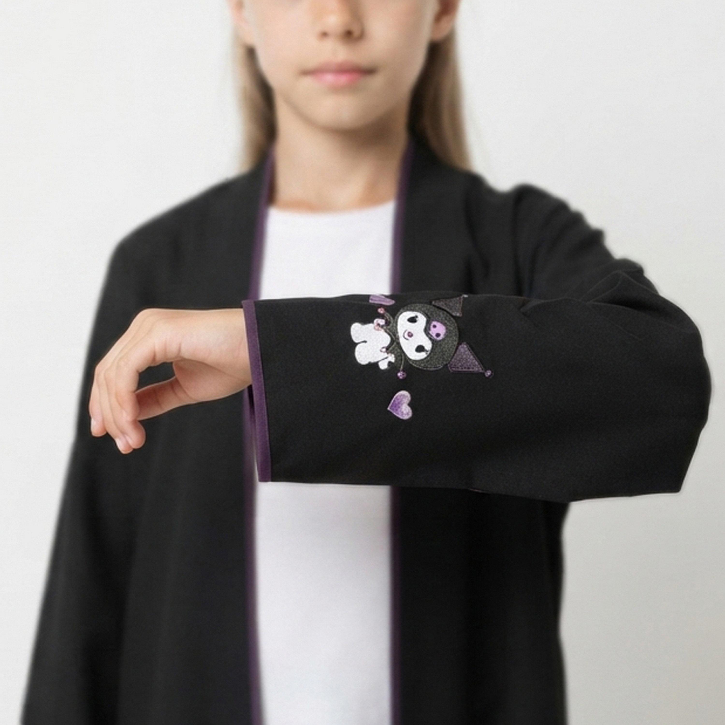 Hawraa Black Embroidered Linen Girls Abaya with Hijab-girls-arabicclothing-abayas-image-3