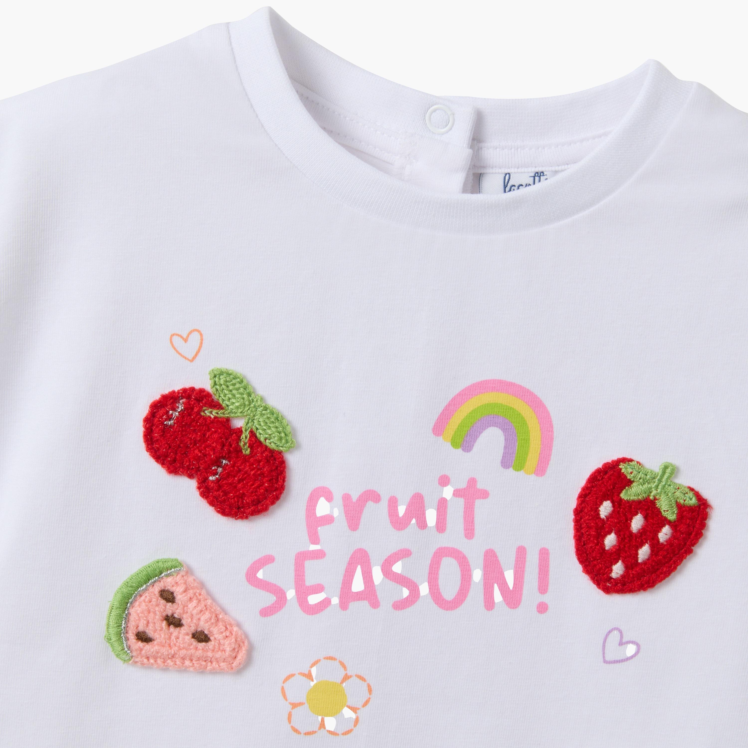 OVS Short Sleeve Fruits Embroidered T-Shirt-baby-girls-clothing-tshirts-image-3