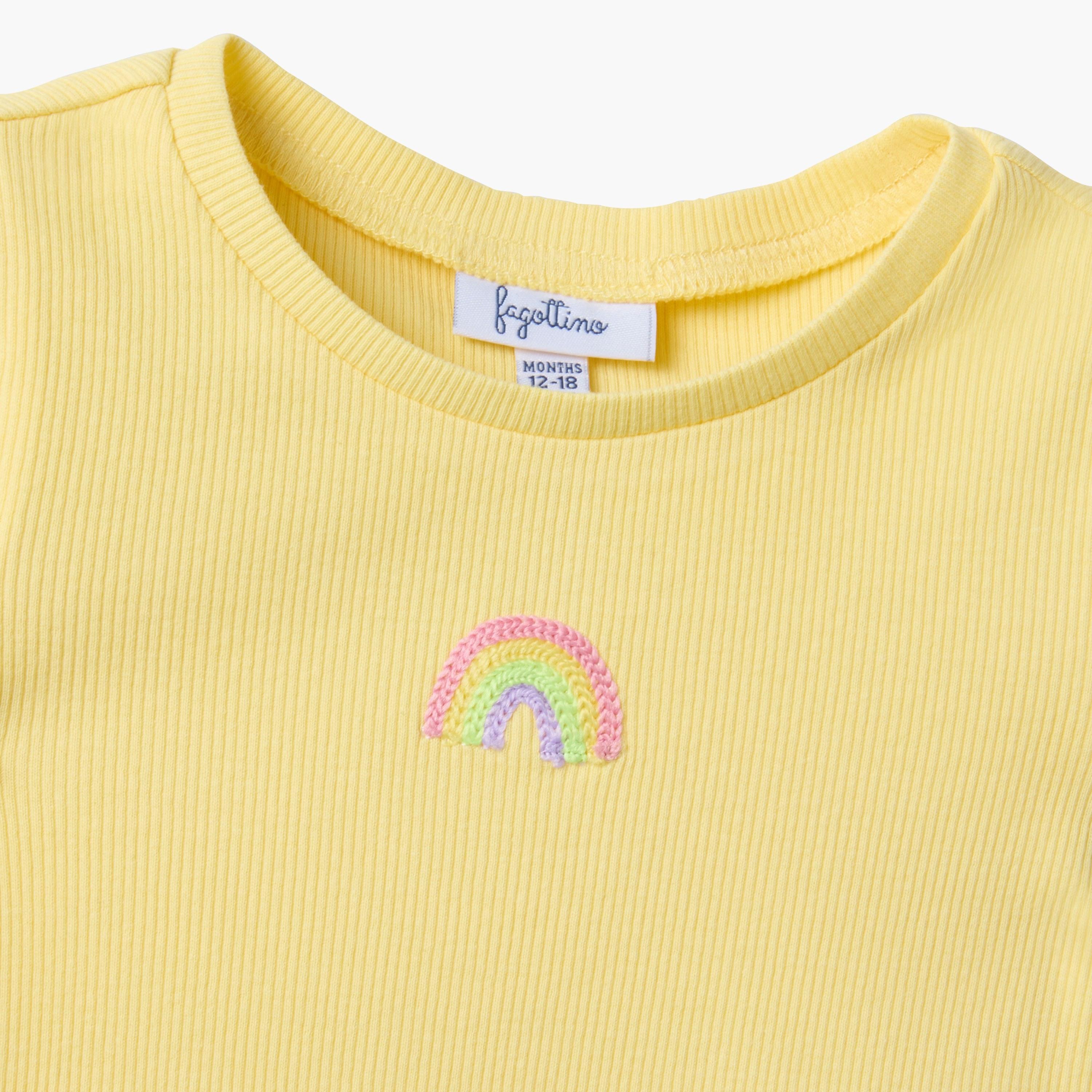 OVS Short Sleeves Rainbow Embroidered T-Shirt-baby-girls-clothing-tshirts-image-3