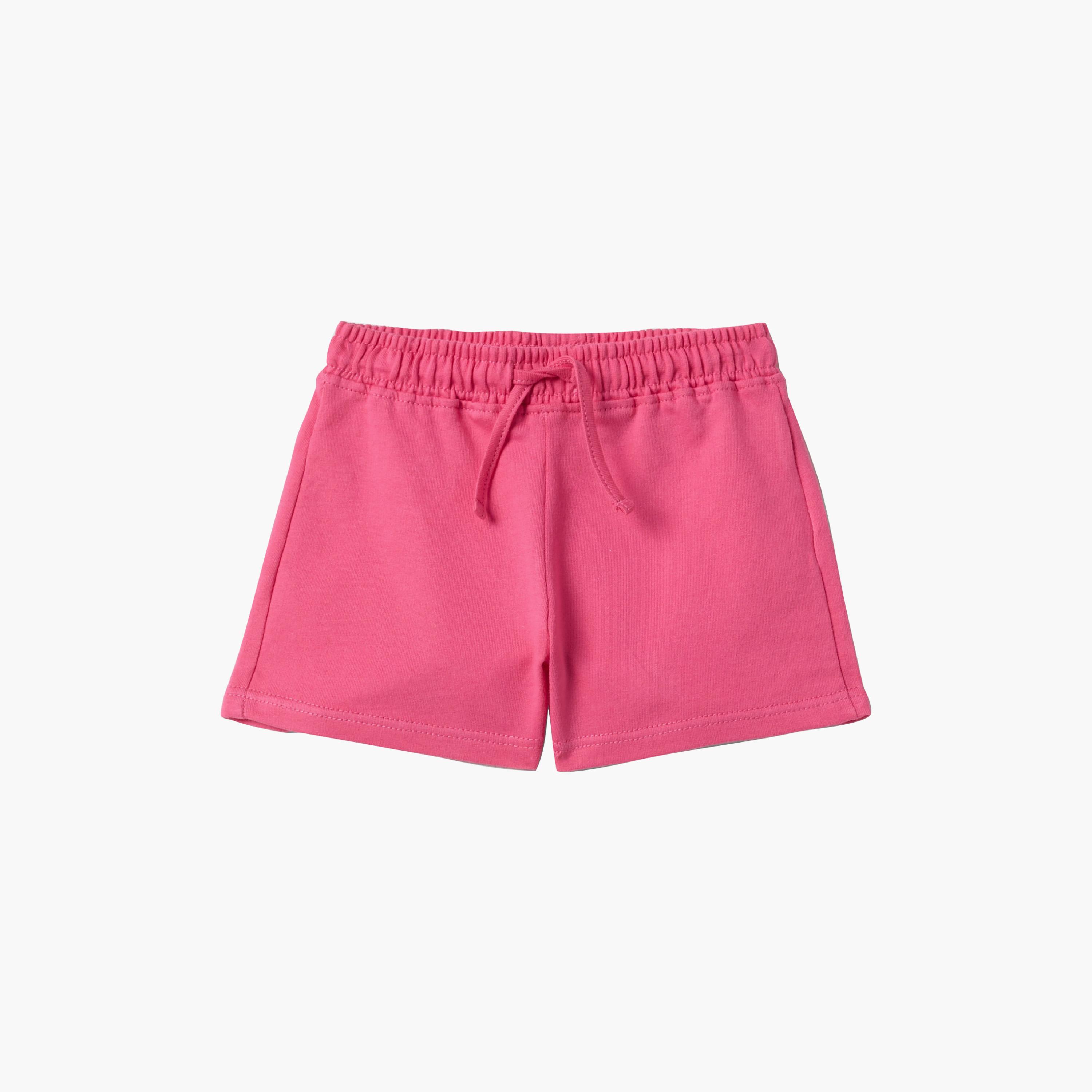 OVS Regular Fit Elasticated Drawstring Cotton Shorts-baby-girls-clothing-bottoms-shorts-image-1