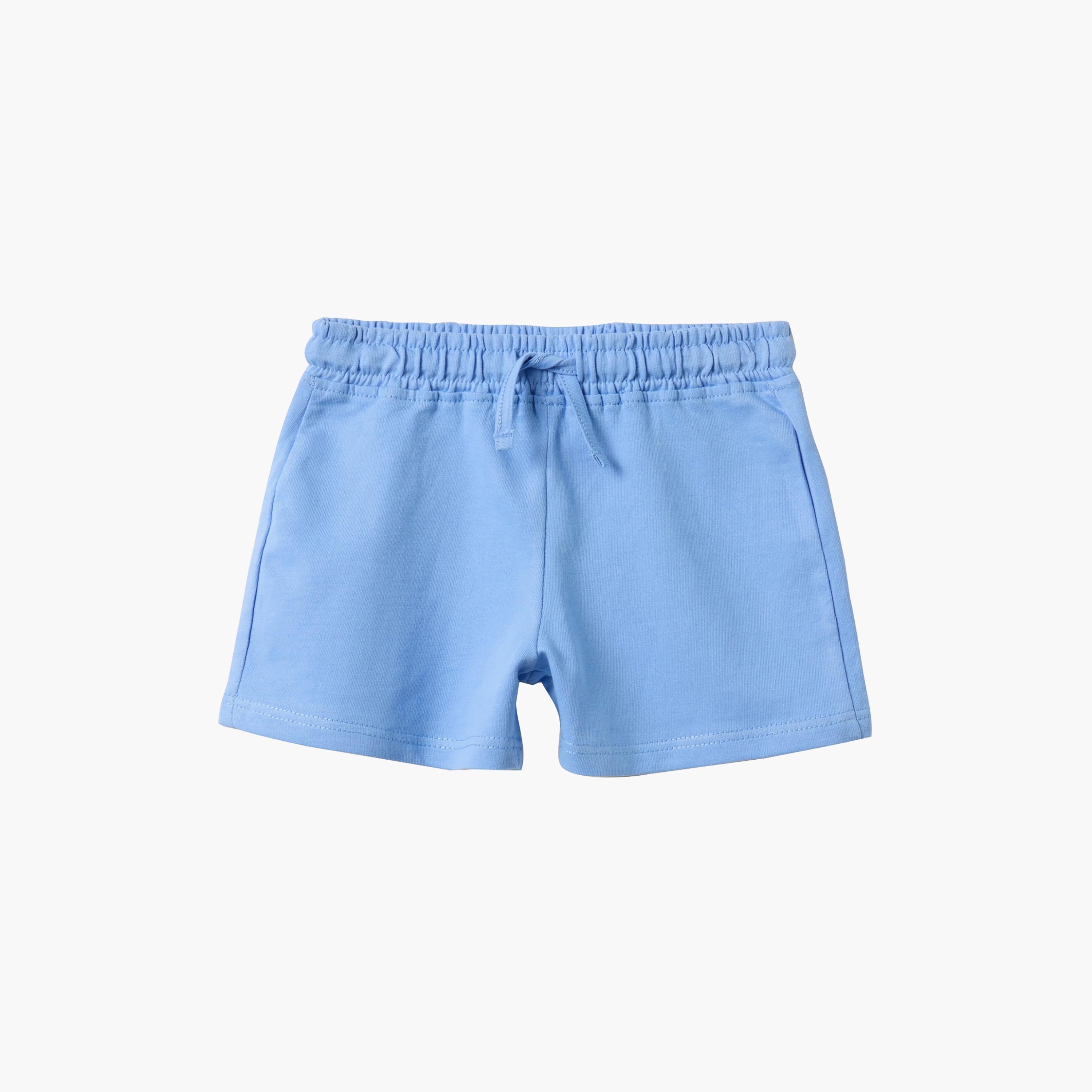 OVS Regular Fit Elasticated Drawstring Cotton Shorts-baby-girls-clothing-bottoms-shorts-image-1