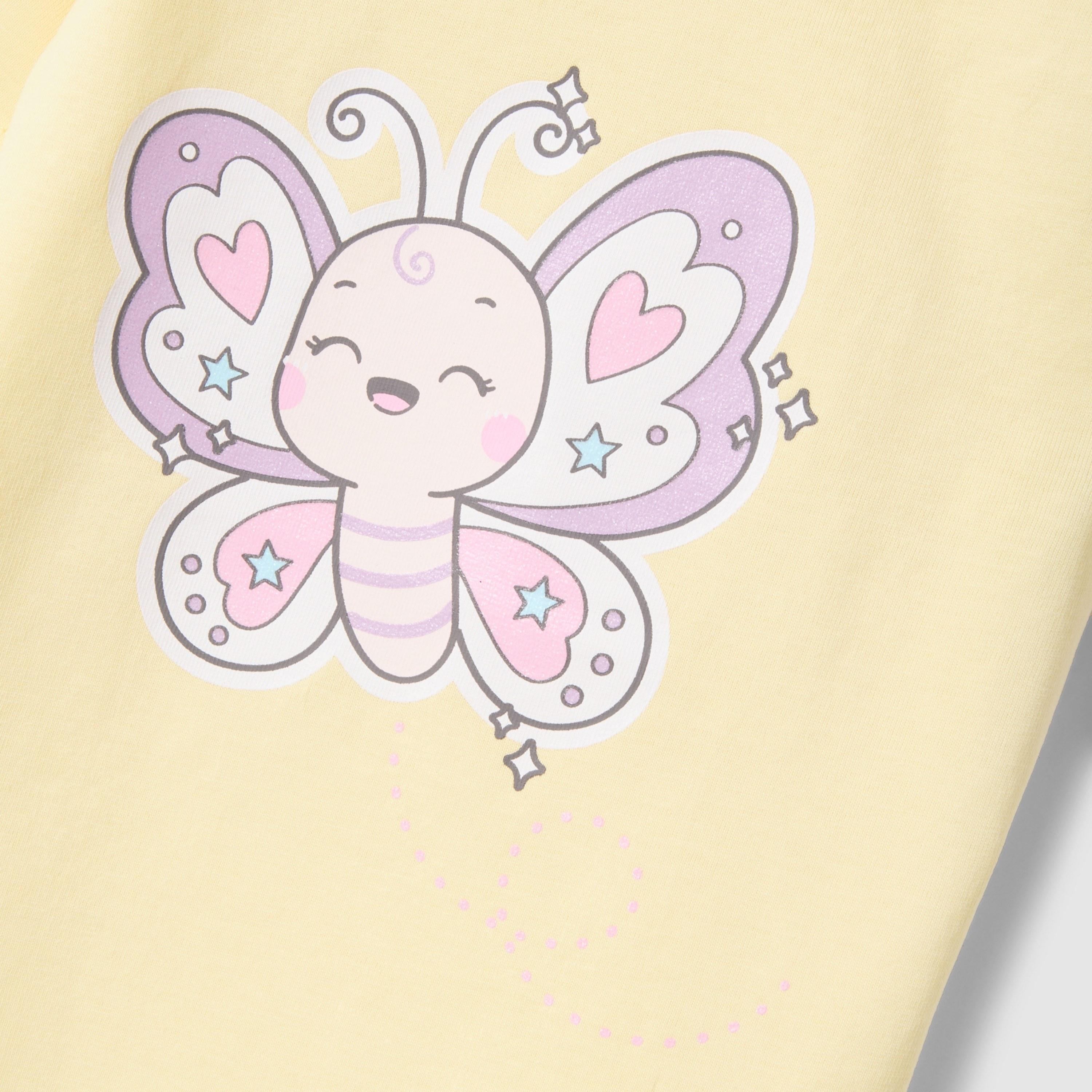 تيشيرت غرافيك أكمام قصيرة بتصميم فراشة من أو في إس-girls-clothing-tshirts-image-3