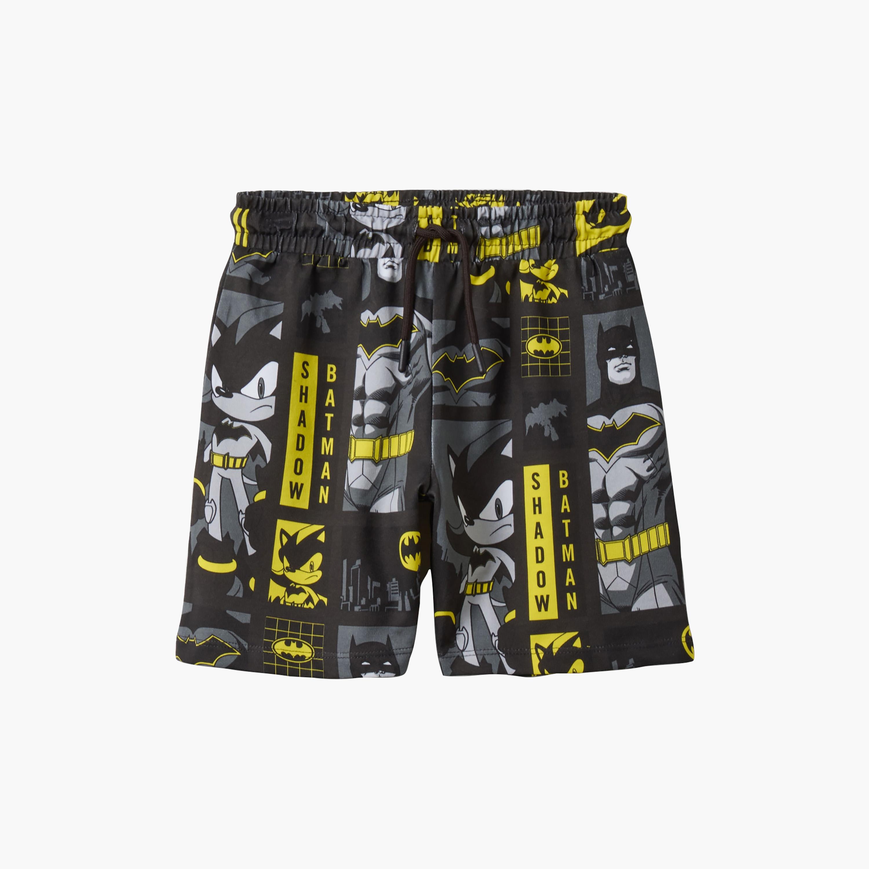 شورت قطن أوفر سايز بطبعة مع برباط وخصر مرن من أوه في إس-boys-clothing-bottoms-shorts-image-1