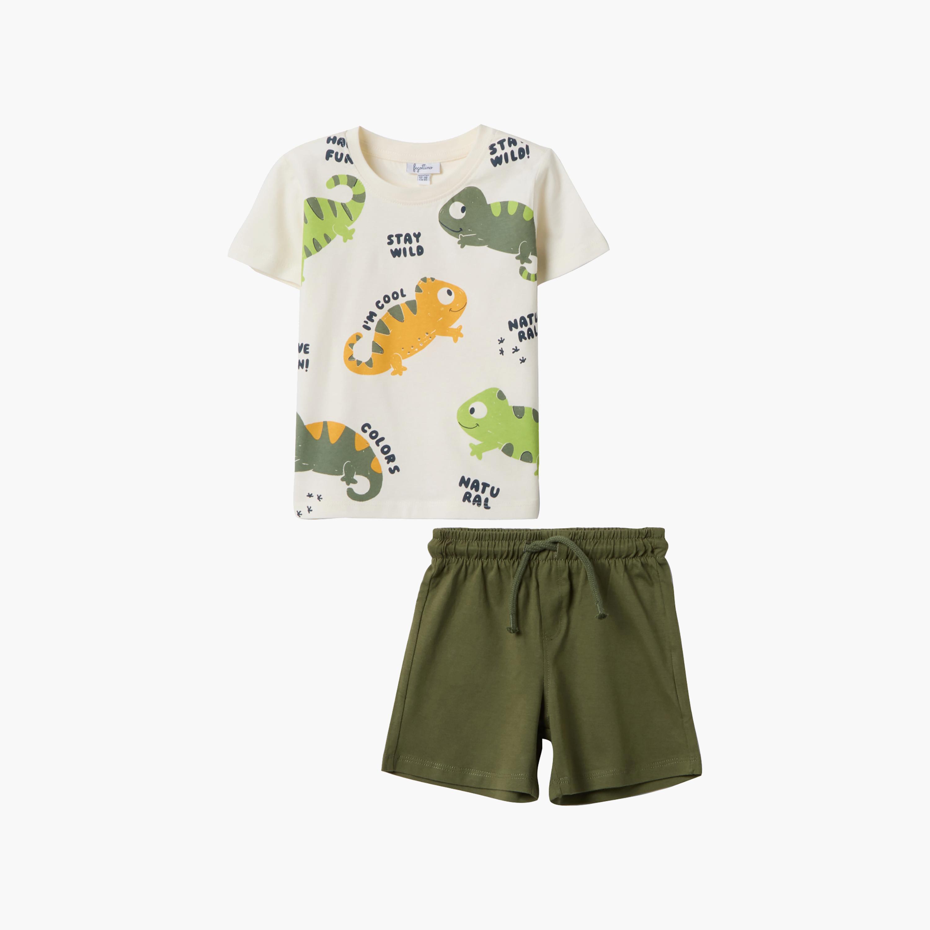 OVS Short Sleeves Printed T-Shirt & Shorts Set-baby-boys-clothing-setsandcoords-image-1