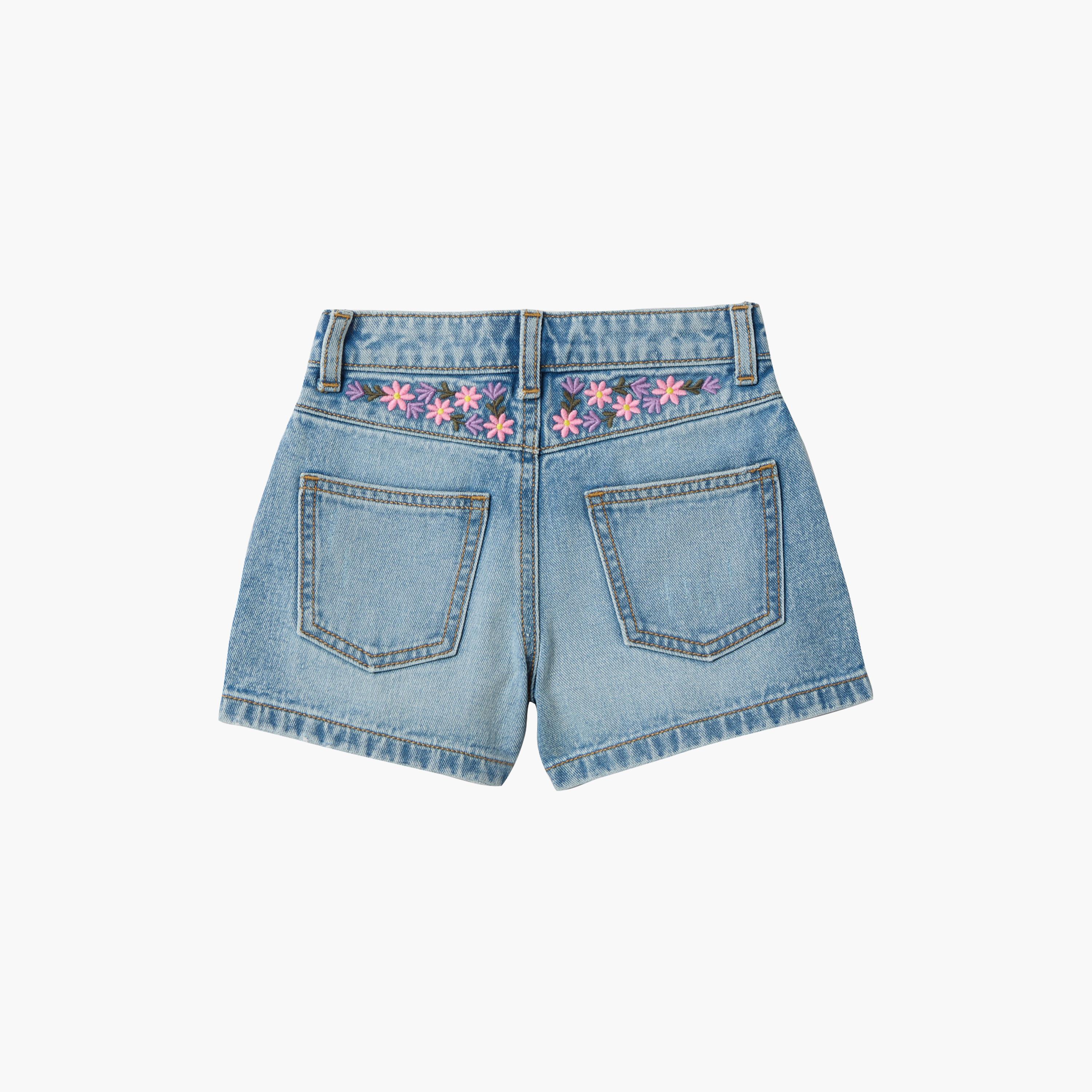 شورت جينز قطني مطرز وبأزرار من أو في إس-girls-clothing-bottoms-shorts-image-2