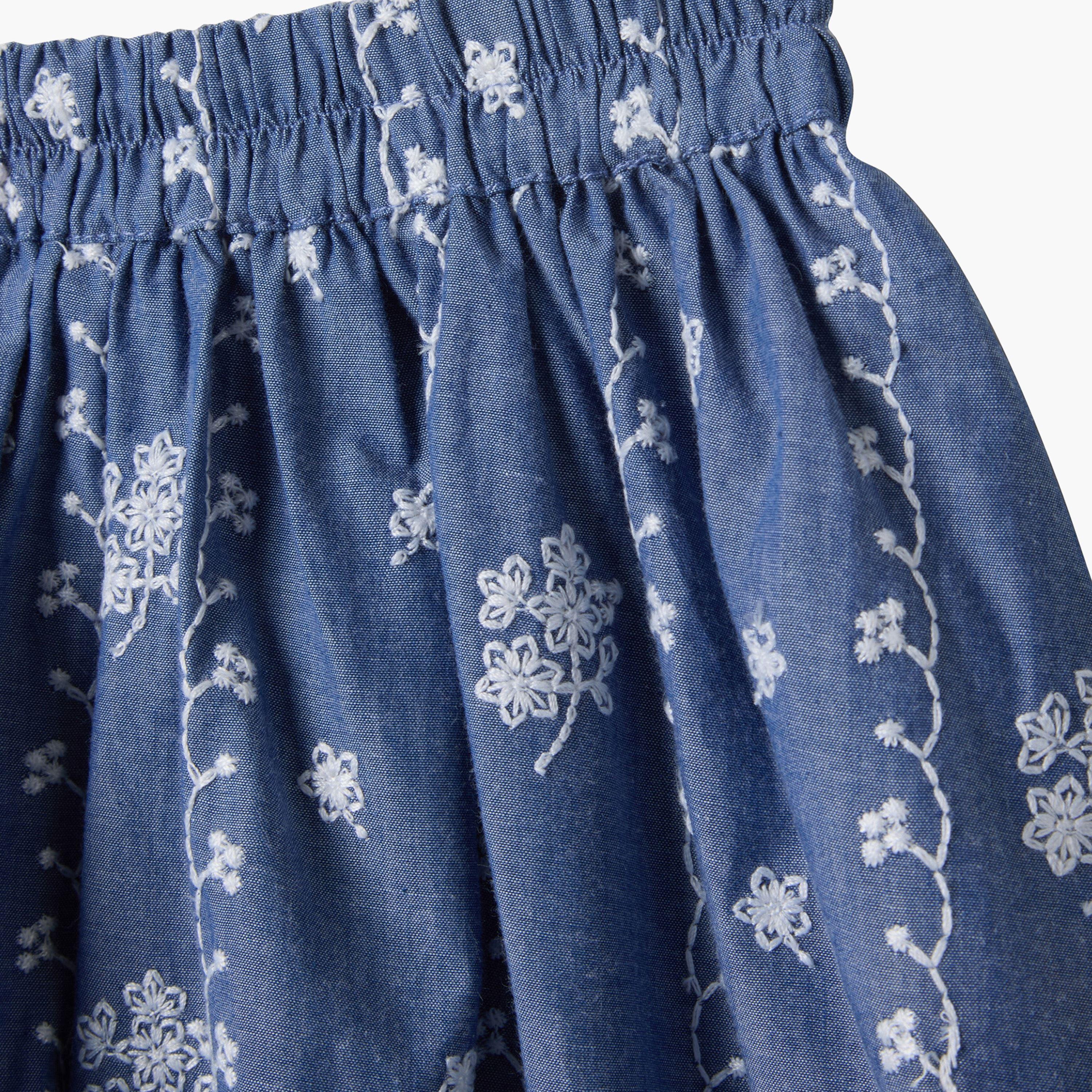 تنورة قصيرة بتطريز زهور وخصر مرن من أوه في إس-girls-clothing-bottoms-skirts-image-3