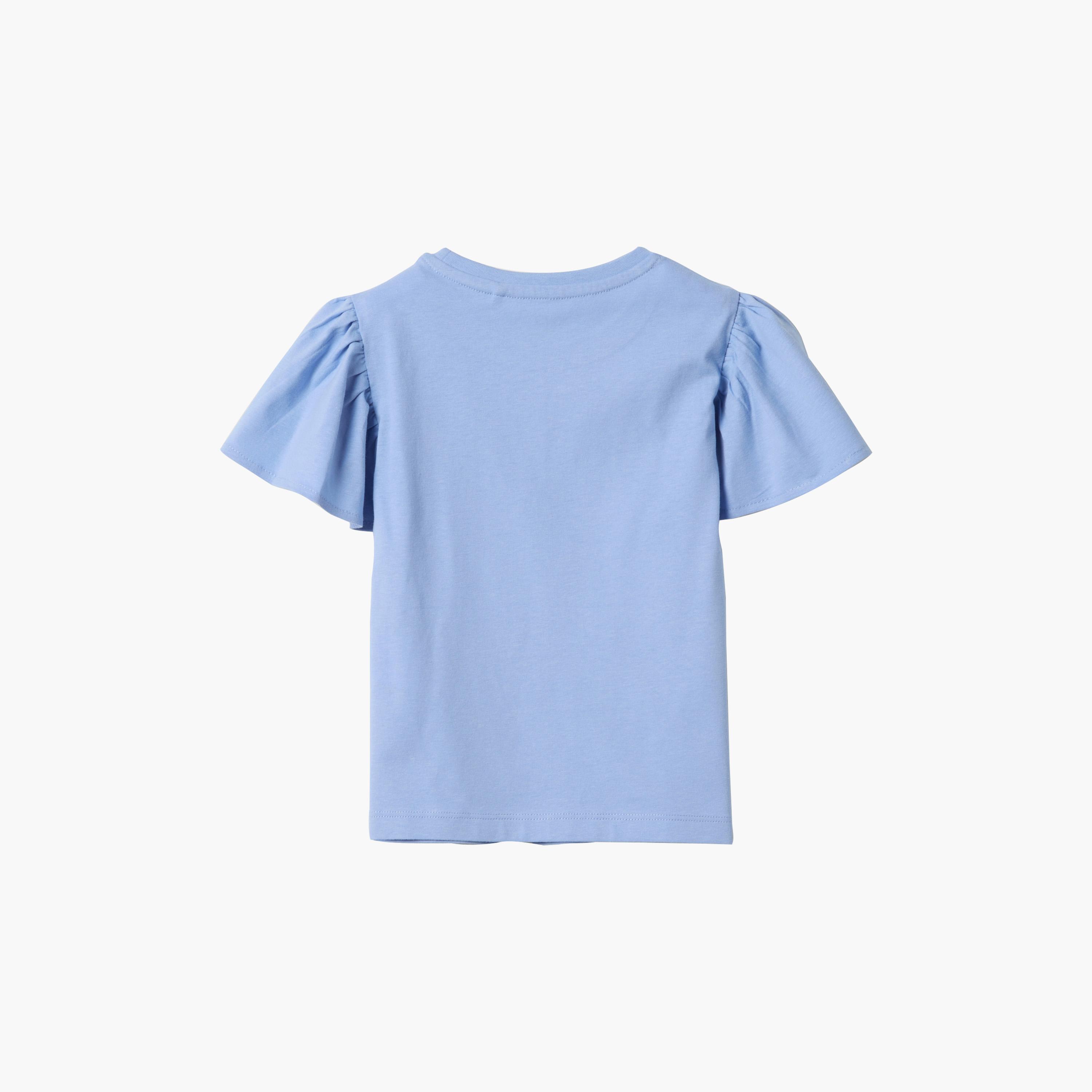 بلوزة قطن بأكمام قصيرة وثنيات (كشكشة) ومزينة بطبعة نجوم من أوه في إس-girls-clothing-blousesandshirts-image-2