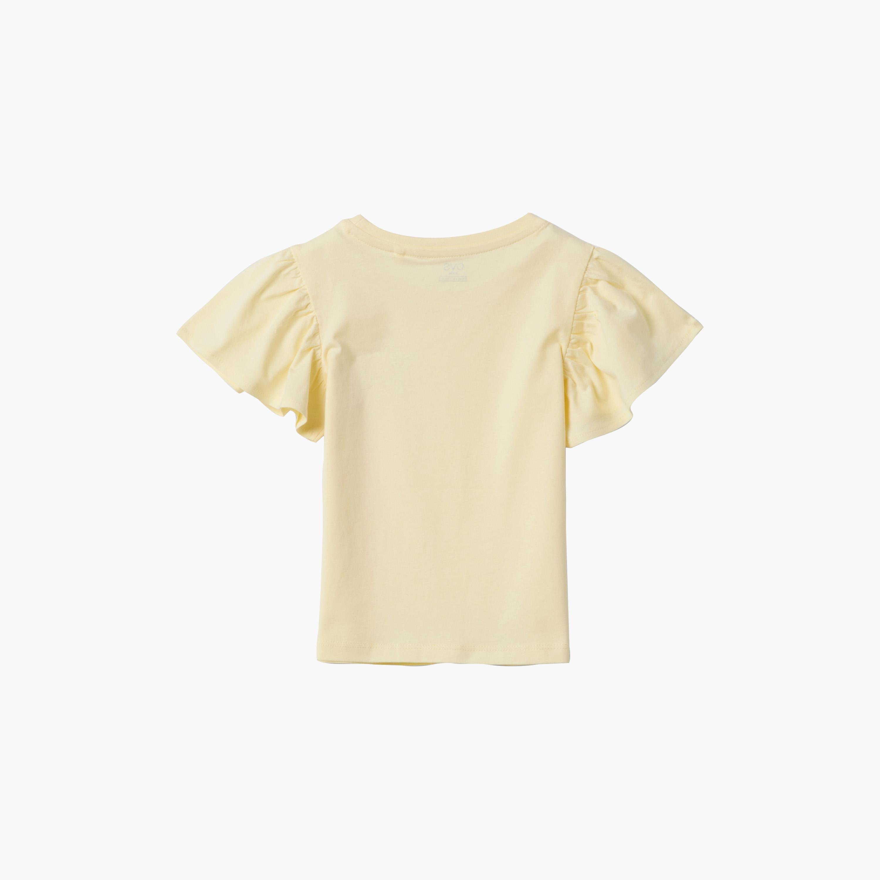 OVS Star Embellished Short Ruched Sleeves Cotton Top-girls-clothing-blousesandshirts-image-2