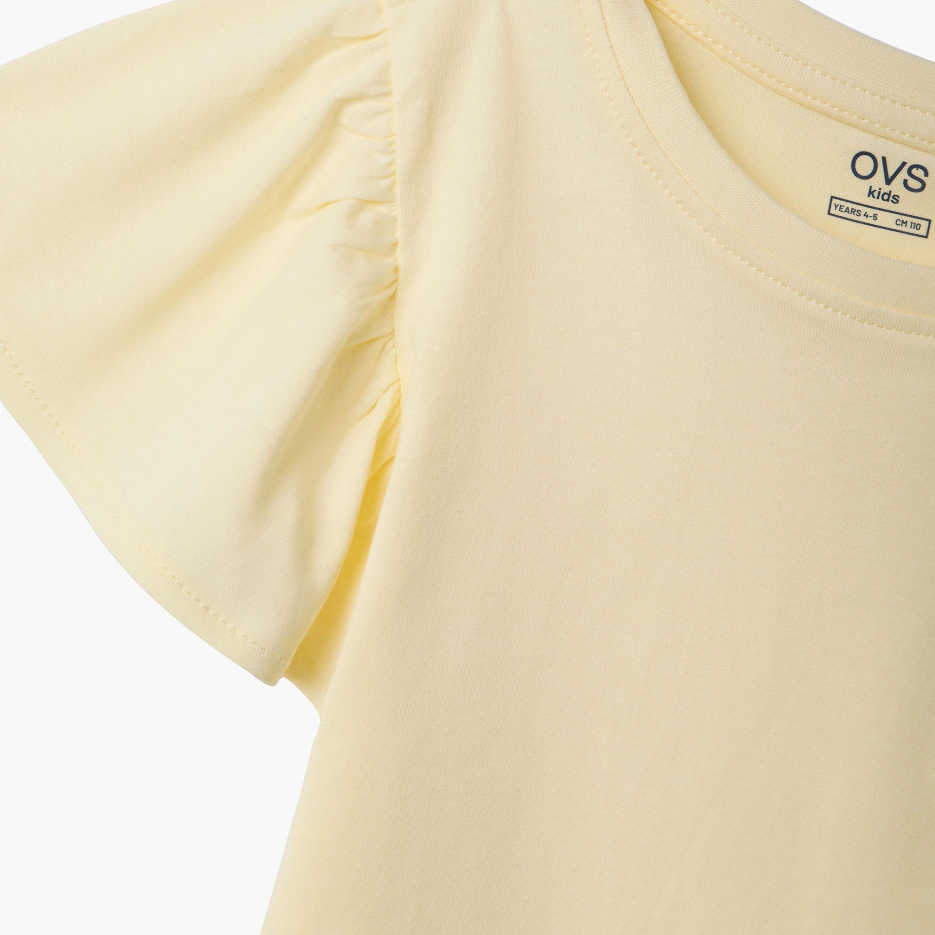 بلوزة قطن بأكمام قصيرة وثنيات (كشكشة) ومزينة بطبعة نجوم من أوه في إس-girls-clothing-blousesandshirts-image-4