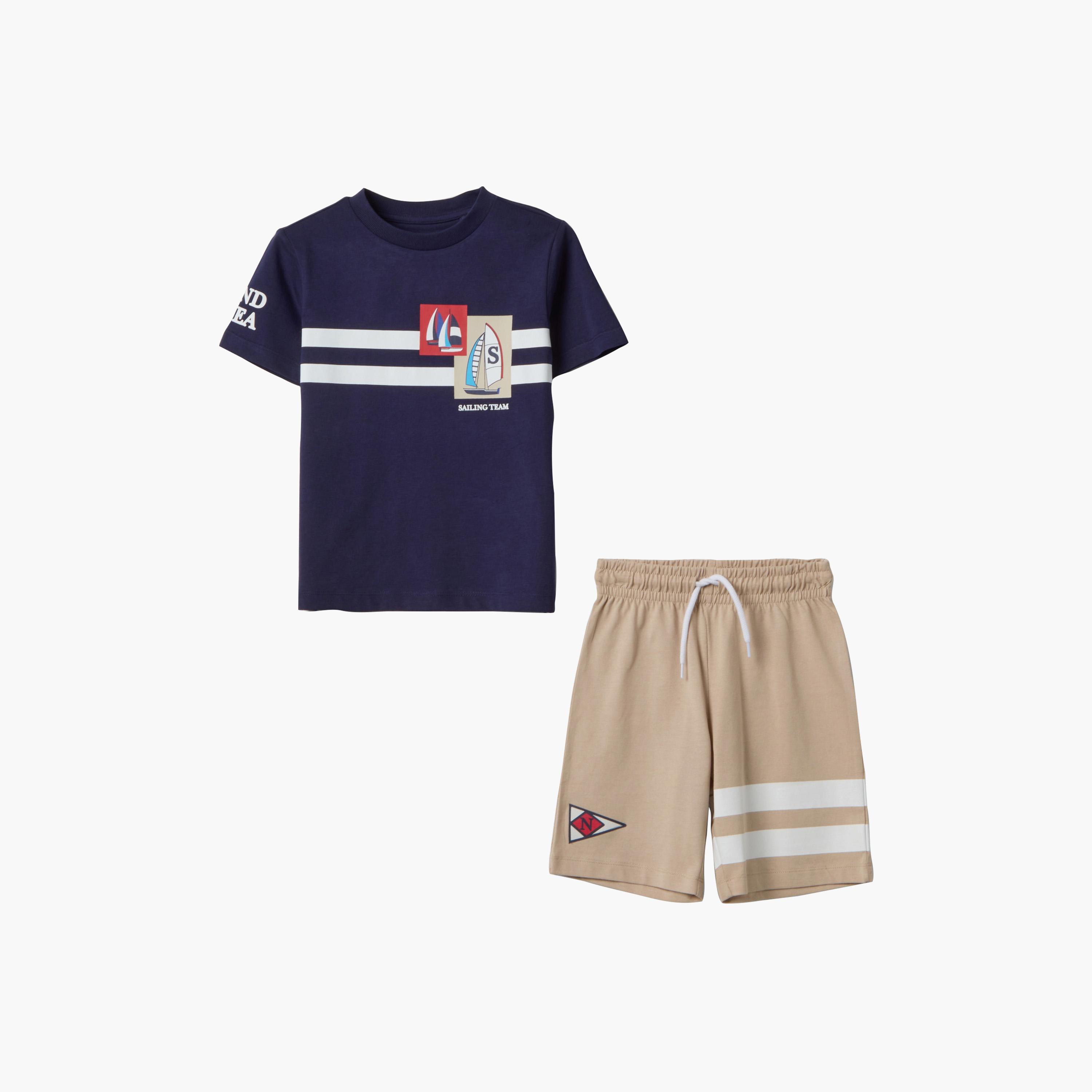 طقم قطن تيشرت بأكمام قصيرة وطبعة جرافيك وشورت من أوه في إس-boys-clothing-setsandcoords-image-1