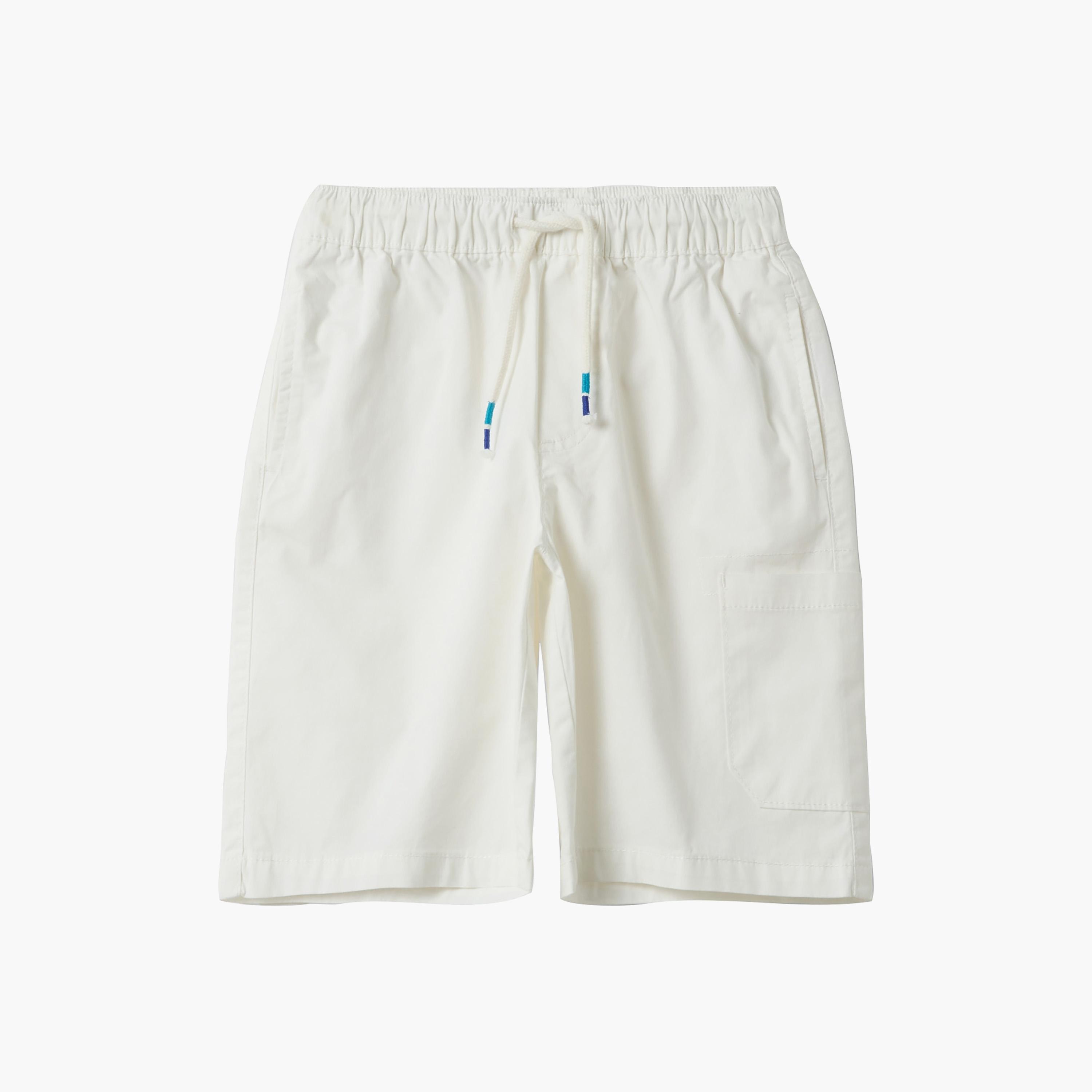 شورت قطن بلون سادة مع برباط وخصر مرن من أوه في إس-boys-clothing-bottoms-shorts-image-1