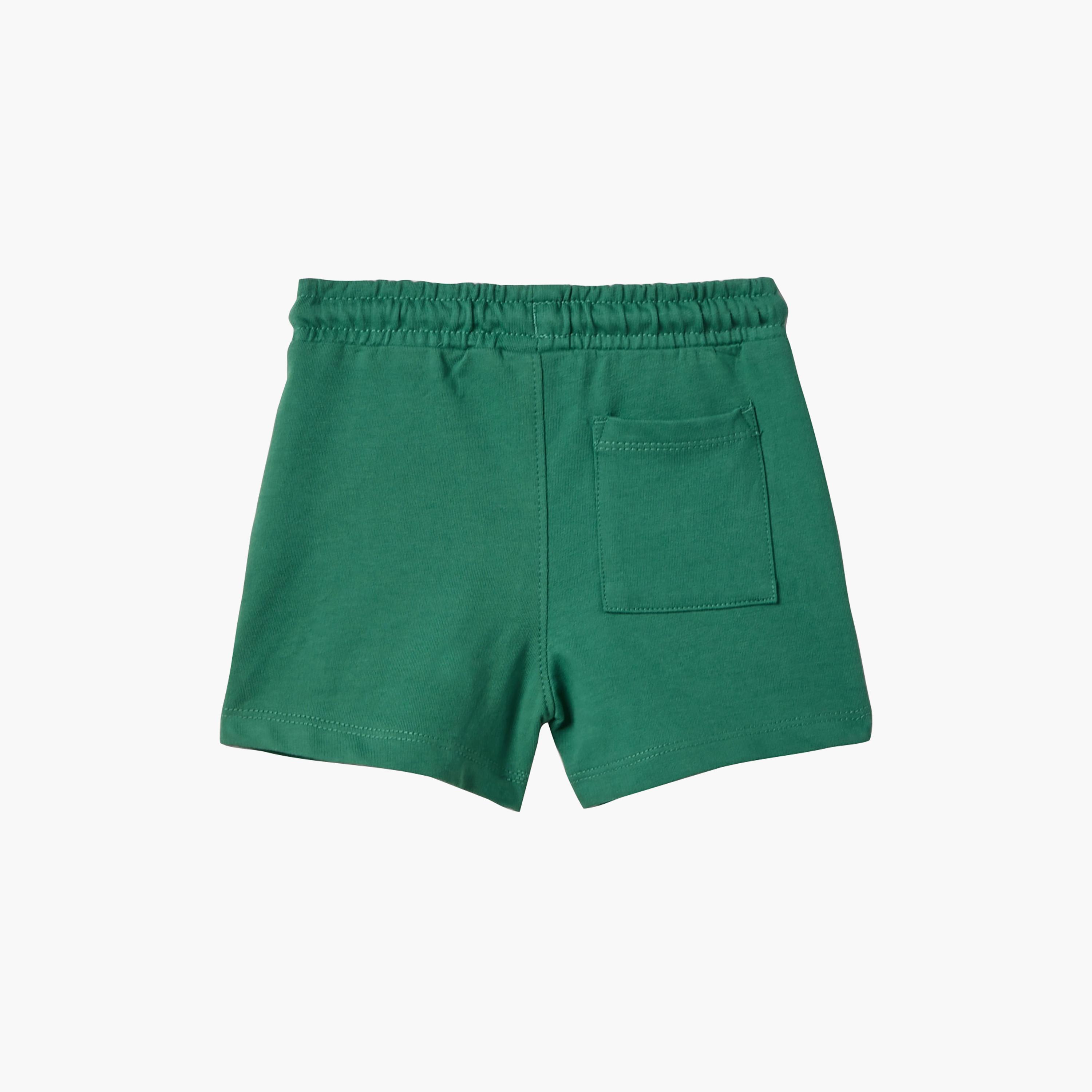 OVS Cotton Elasticated Drawstring Shorts-baby-boys-clothing-bottoms-shorts-image-2