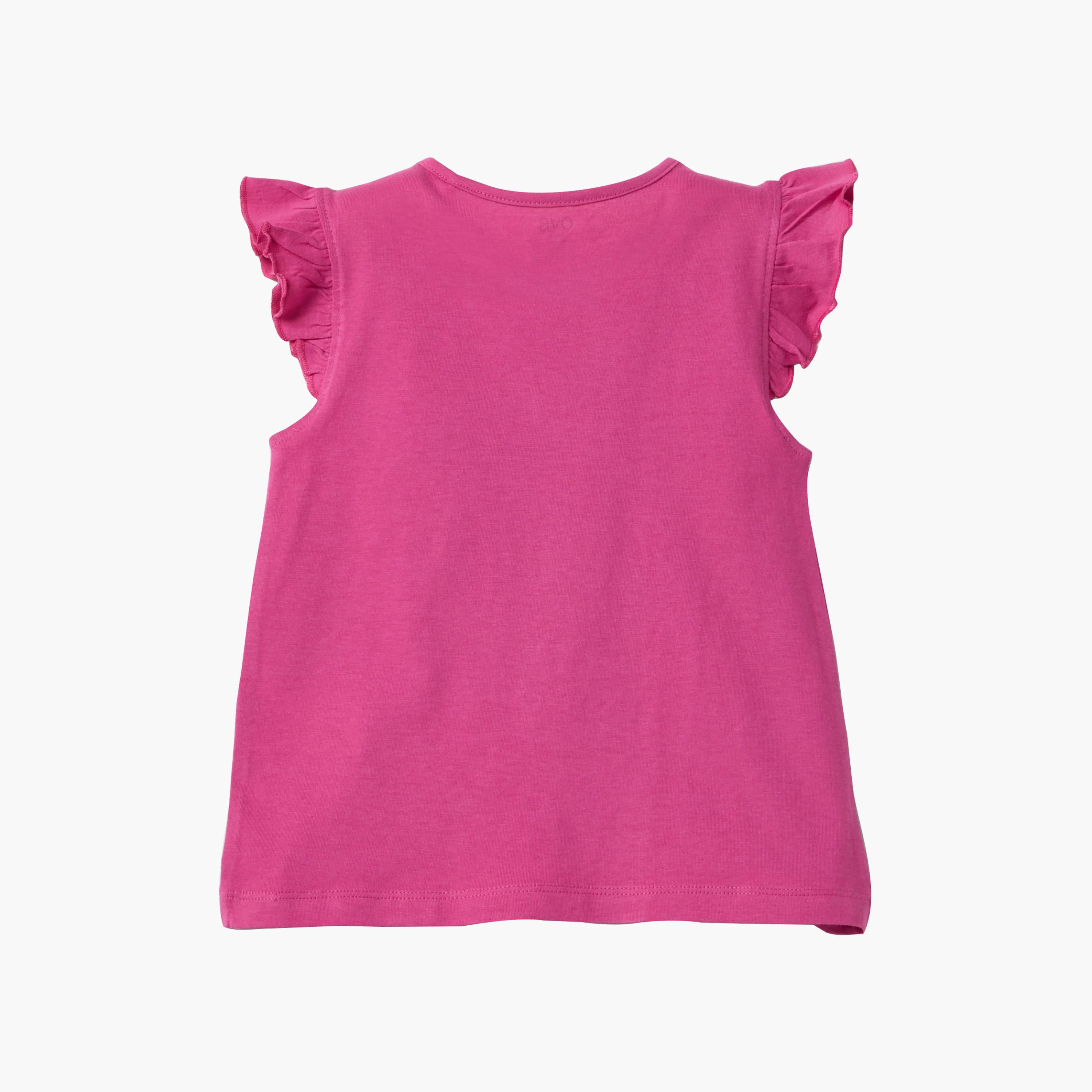 OVS Graphic Sleeveless Ruffle Shoulders Cotton Top-girls-clothing-blousesandshirts-image-2