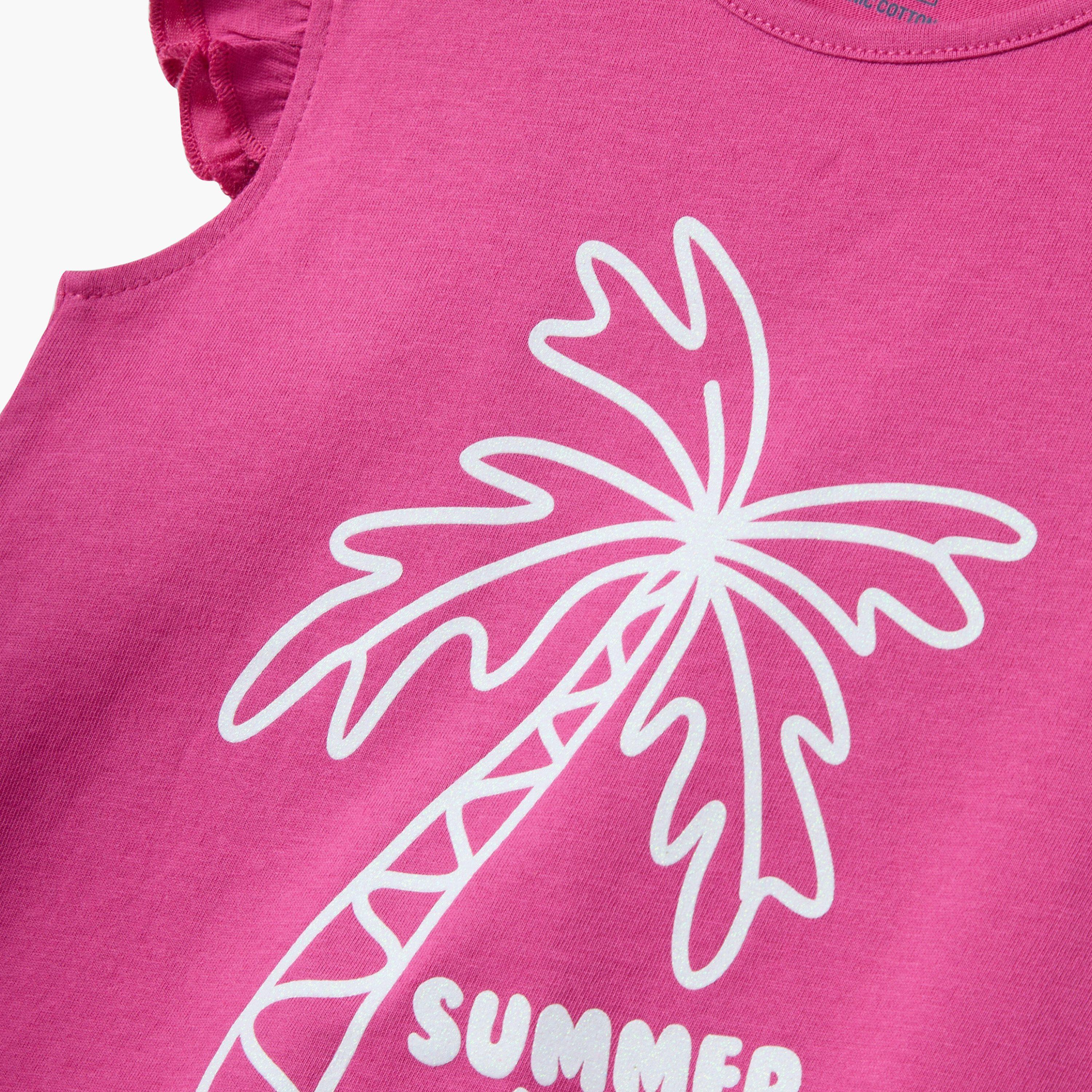 OVS Graphic Sleeveless Ruffle Shoulders Cotton Top-girls-clothing-blousesandshirts-image-3